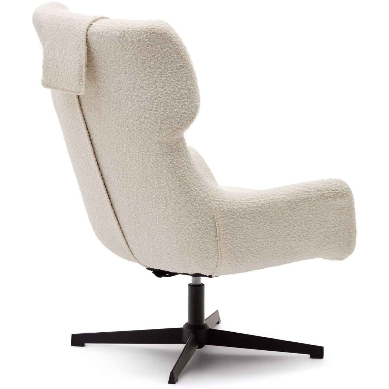 Relaxsessel drehbar Zalina Bouclé Stoff weiss Stahl schwarz