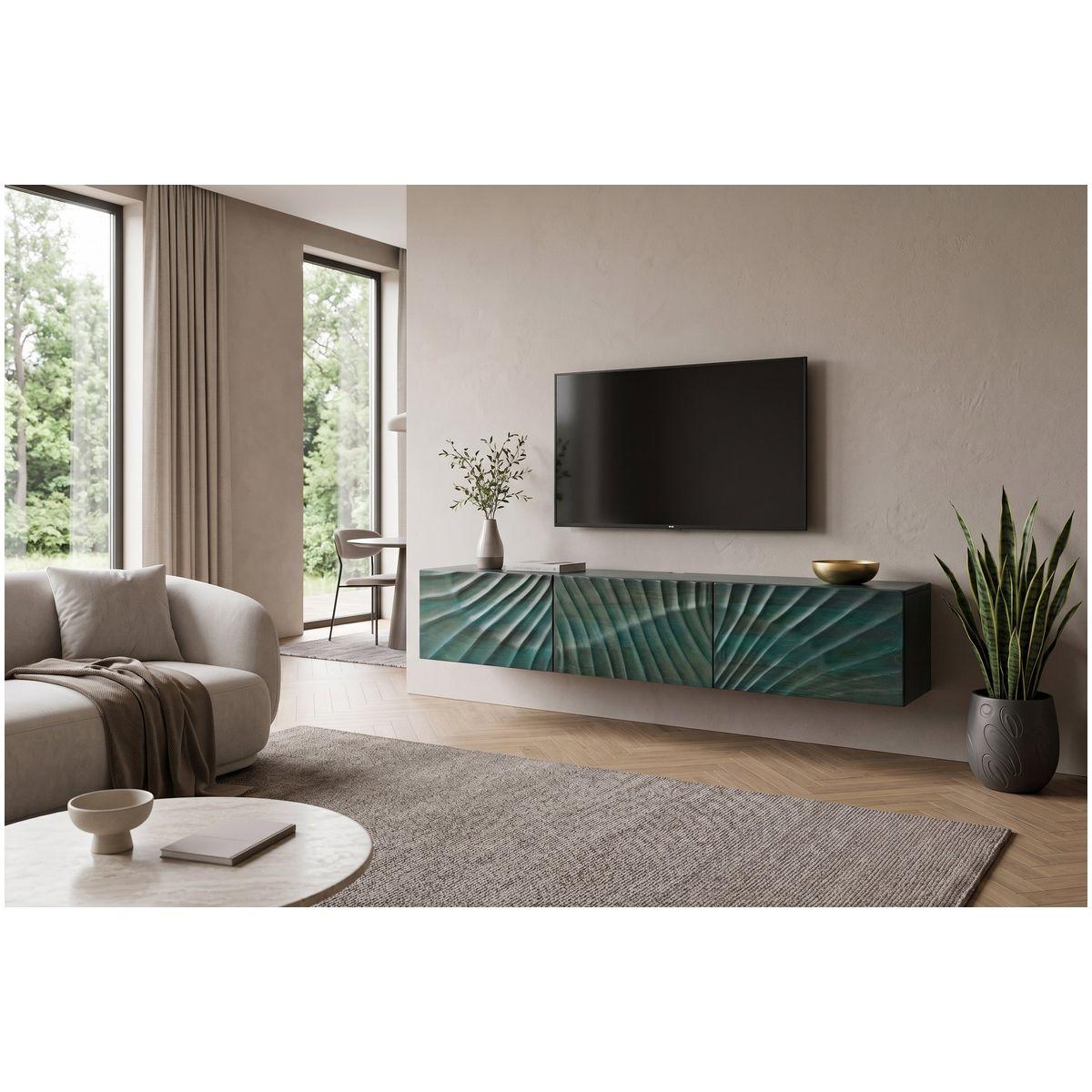 TV Wandmöbel Hängeschrank Vintage Baraya 160 grün Mangoholz