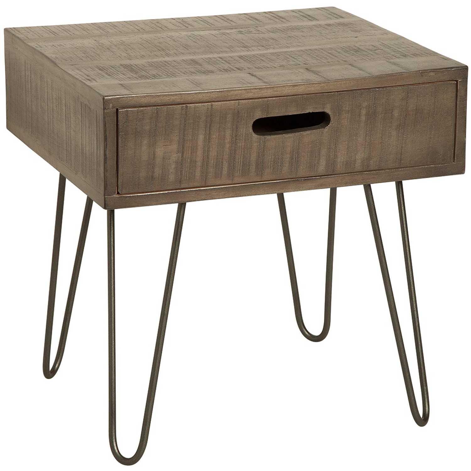 Beistelltisch mit Schublade Vintage Baraya Mangoholz grau