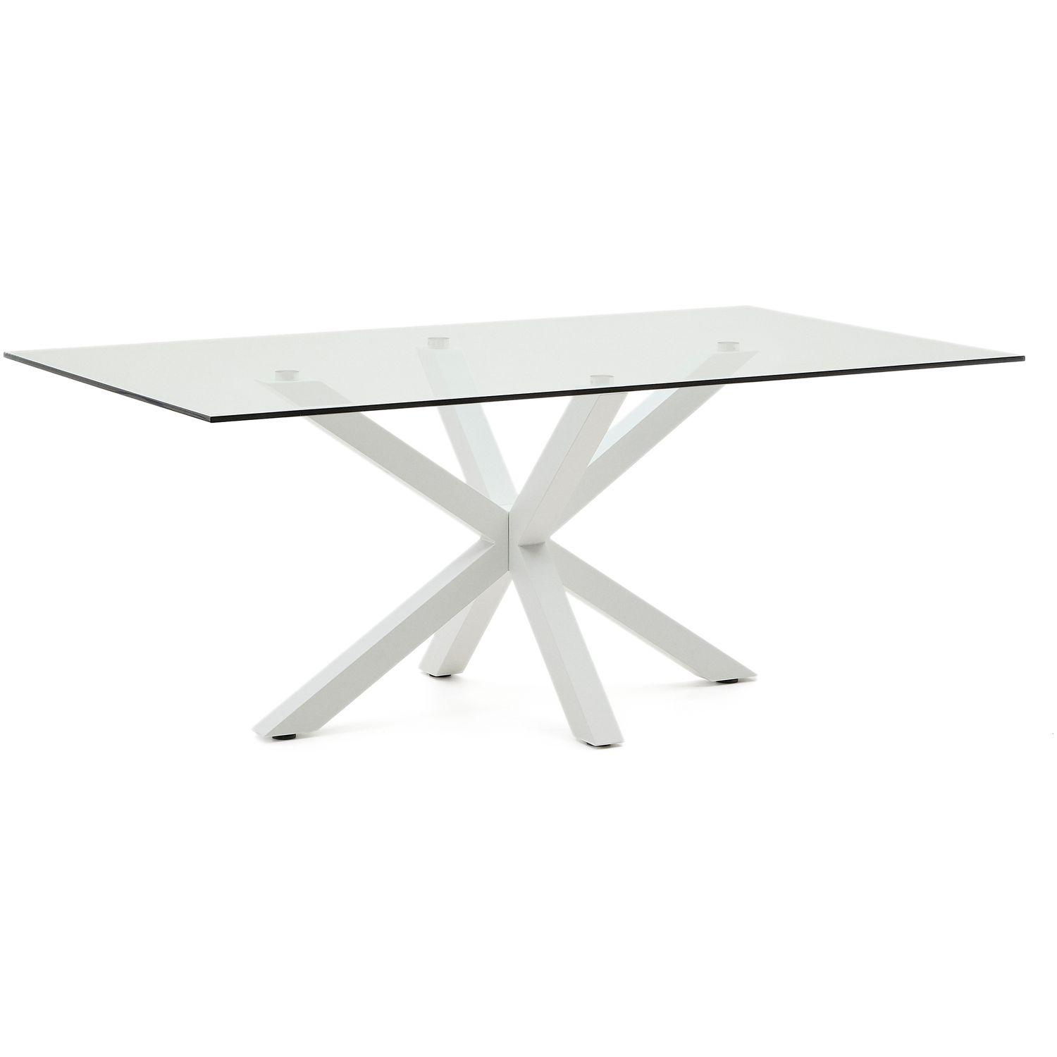 Argo Tisch aus Glas und Stahlbeine weiß 200 x 100 cm
