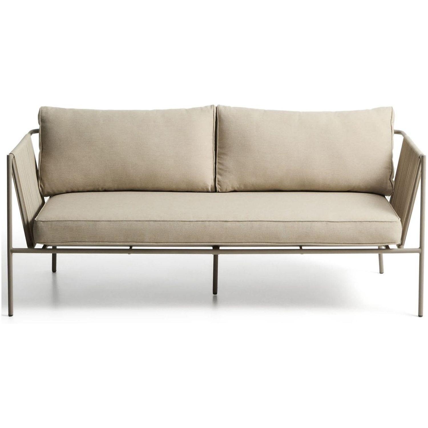 Gartensofa 2-Sitzer-Outdoor Zivia Seil ecru verzinkter Stahl taupe 178