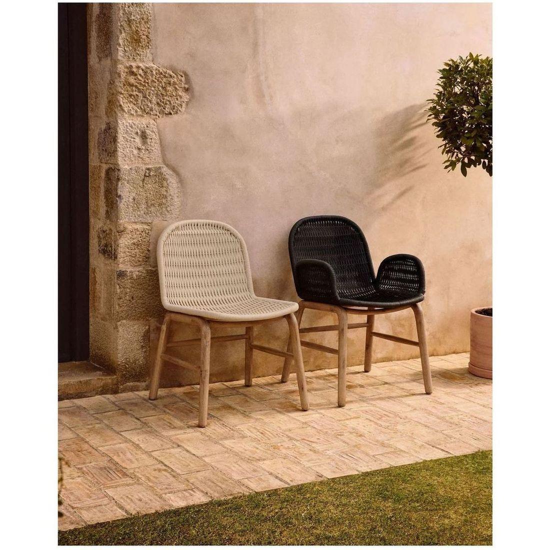 Garten Armlehnstuhl Alipa Akazienholz massiv Seil dunkelgrau FSC 100%