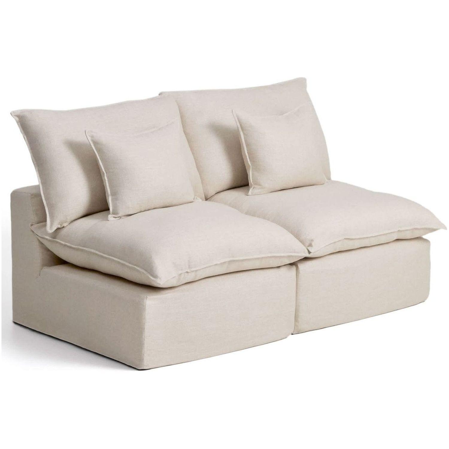 2-Sitzer-Modularsofa Anarela mit abnehmbarem Bezug aus Leinen und Viskose in Beige 180 cm