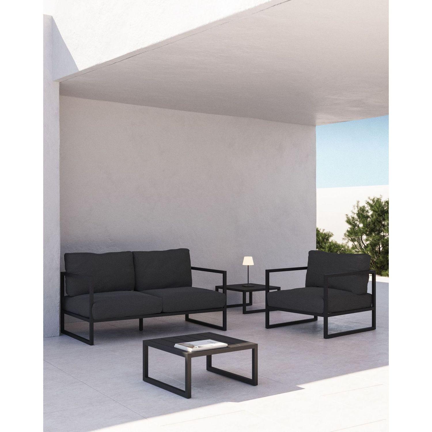 Gartensessel Aluminium Comova 1-Sitzer dunkelgrau schwarz