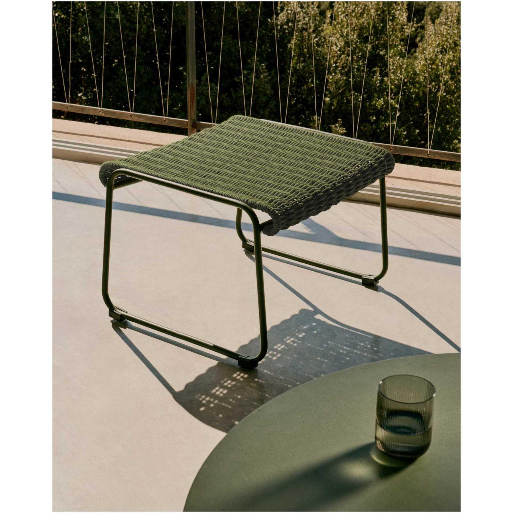 Fussablage Hocker Maurina verzinkter Stahl Seil grün 58x52.5
