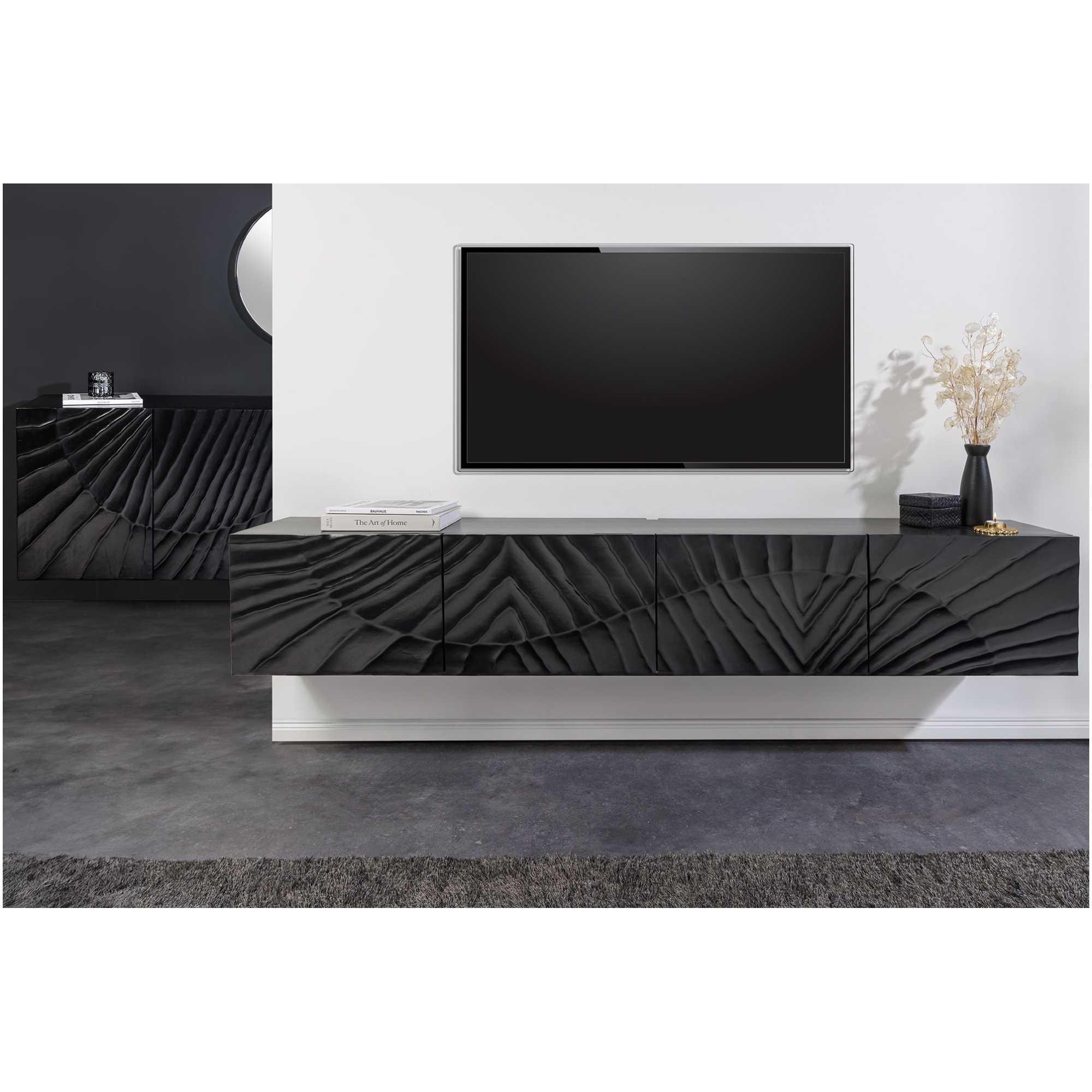 TV Wandmöbel Hängeschrank Vintage Baraya 200 schwarz Mango