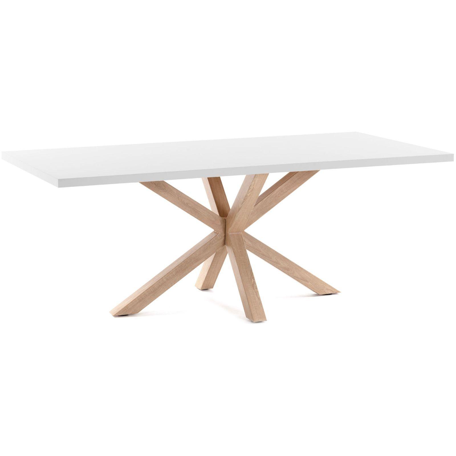 Argo Tisch 180 x 100 cm mit Melamin weiß und Stahlbeinen mit Holzeffekt