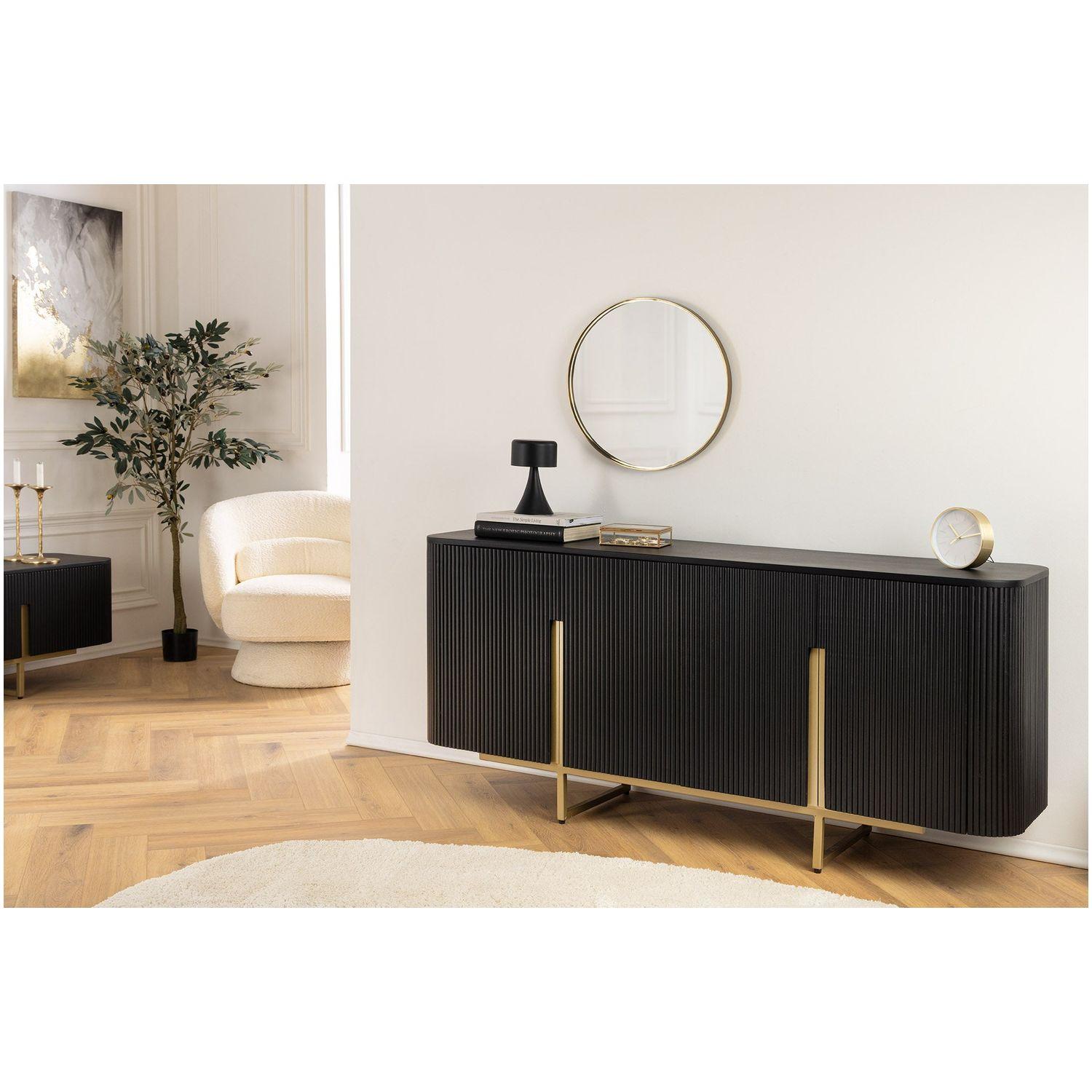 Sideboard abgerundet Cazeno Gold Mangoholz schwarz 160