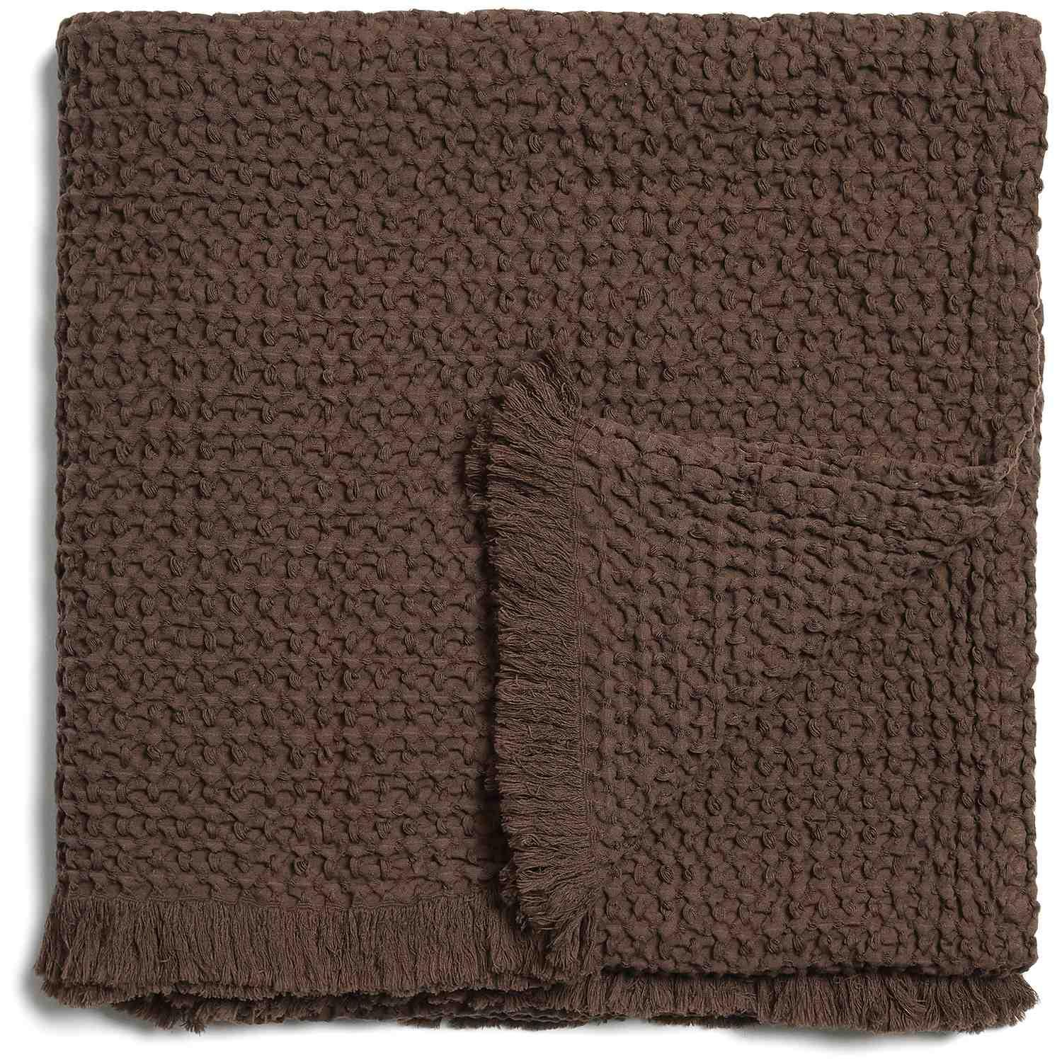 Decke Nulina aus 100% Baumwoll-Waffelpiqué in Braun 130x170