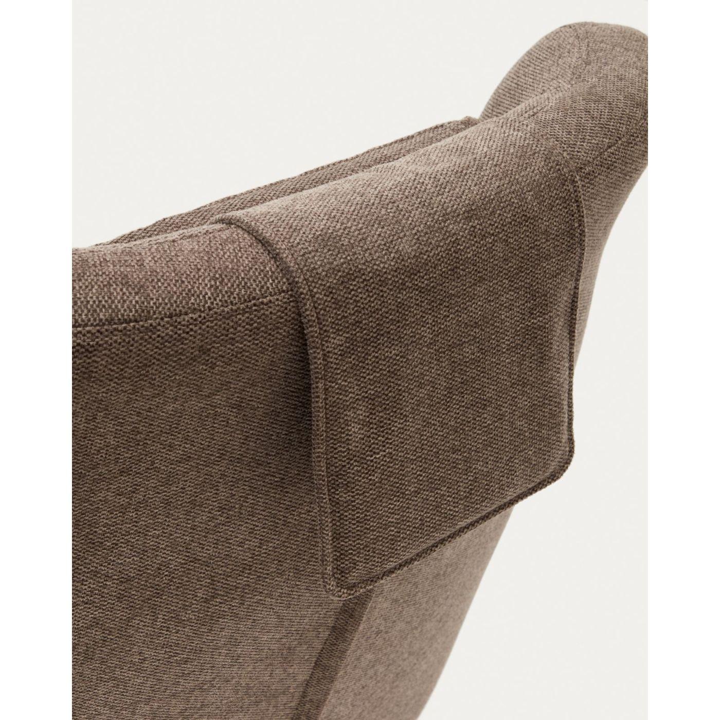 Relaxsessel drehbar Zalina Chenille Stoff hellbraun Stahl schwarz