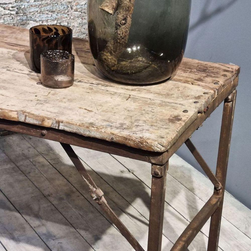 Esstisch Massivholz recyceltes Teakholz UNIKAT 108x53
