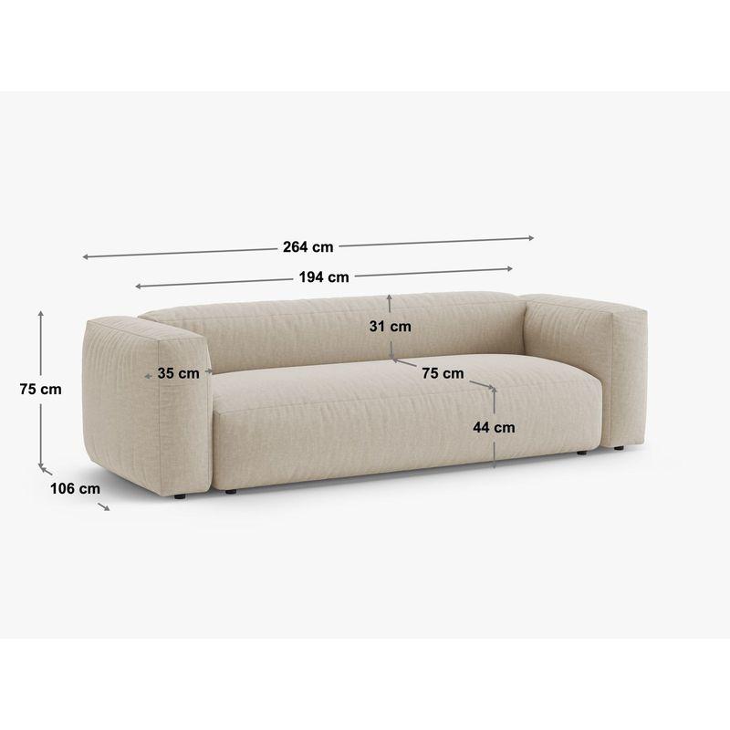 Bettsofa Martina - Grösse: 264x106x75 - Bezug: Velvet (Vogue), Light Beige