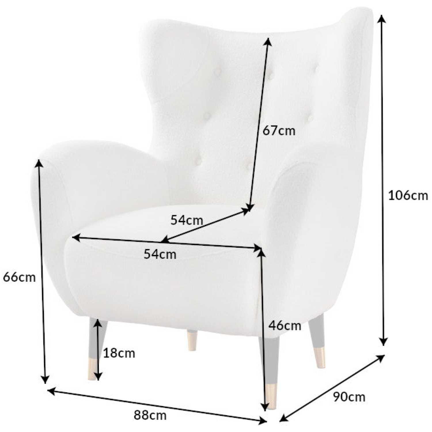 Ohrensessel Bobby Bouclé Stoff weiss