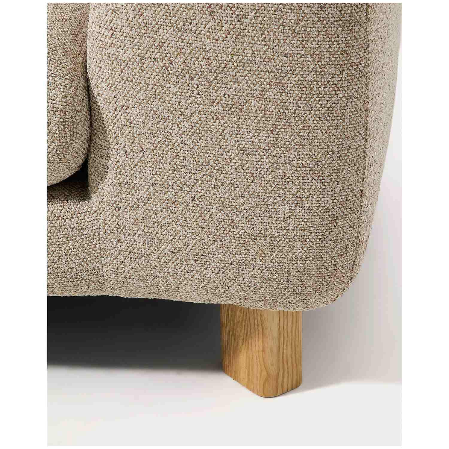 3-Sitzer Sofa Vera mit Chaiselongue links in Beige mit Beinen aus massivem Eschenholz mit natürlichem Finish 232x176 FSC Mix Credit