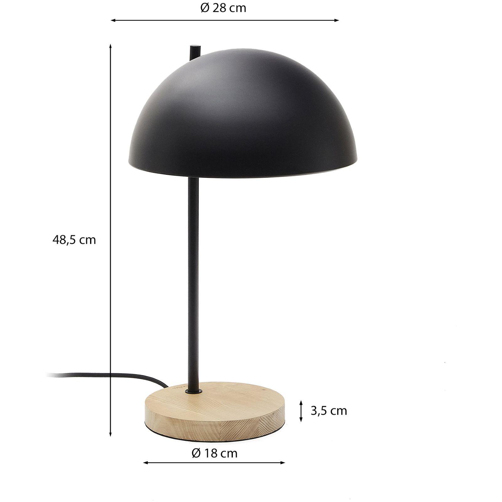 Catlar Tischlampe aus Eschenholz und Metall mit schwarzem Lackfinish