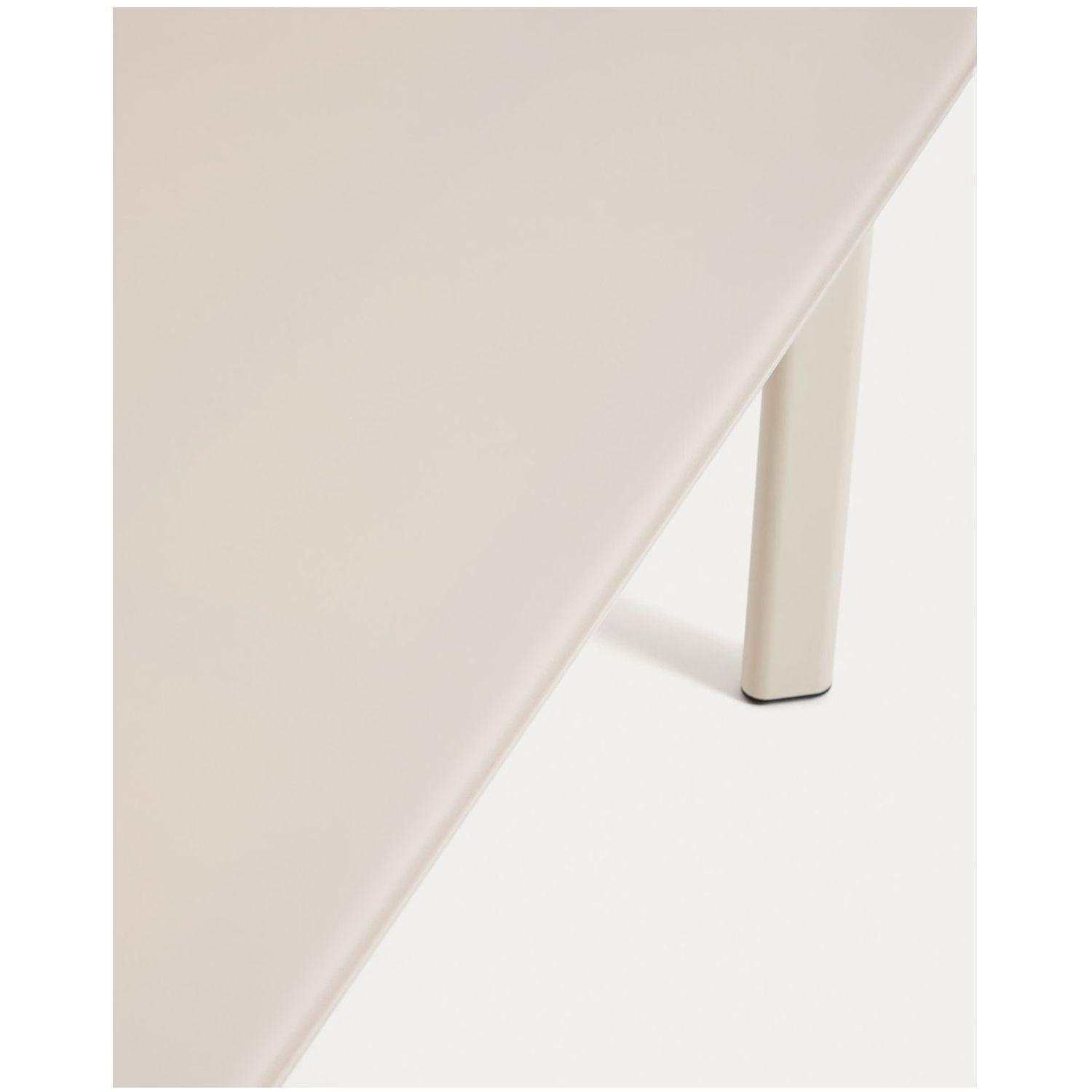 Set Erice mit 6 Stapelstühlen aus Aluminium und Seil und einem Tisch aus Aluminium und gehärtetem Glas in Ecru
