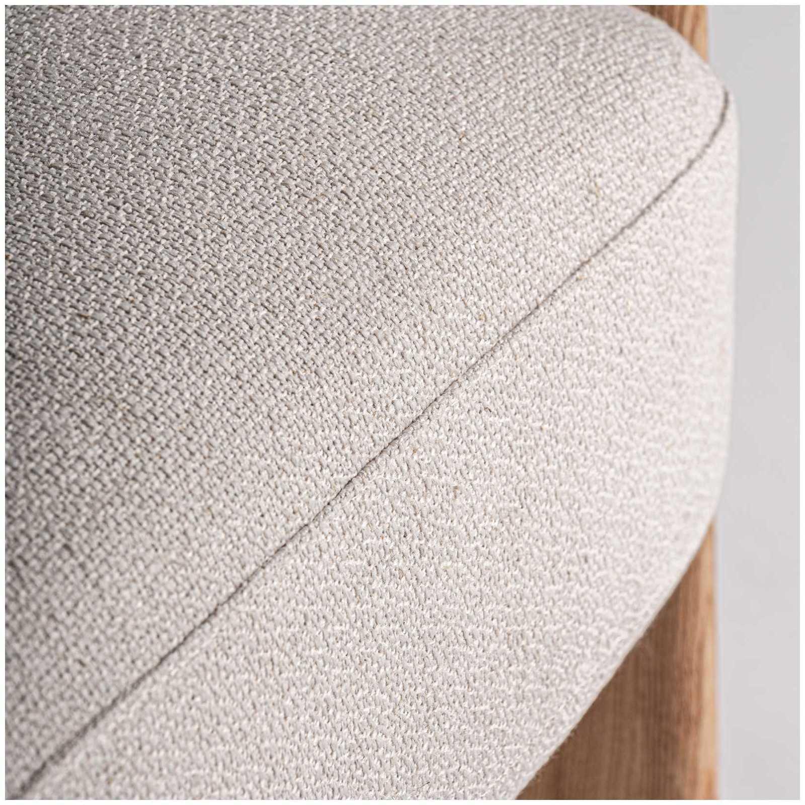 Design Holzstuhl mit Armlehne rund Nara Stoff beige Eichenholz natur