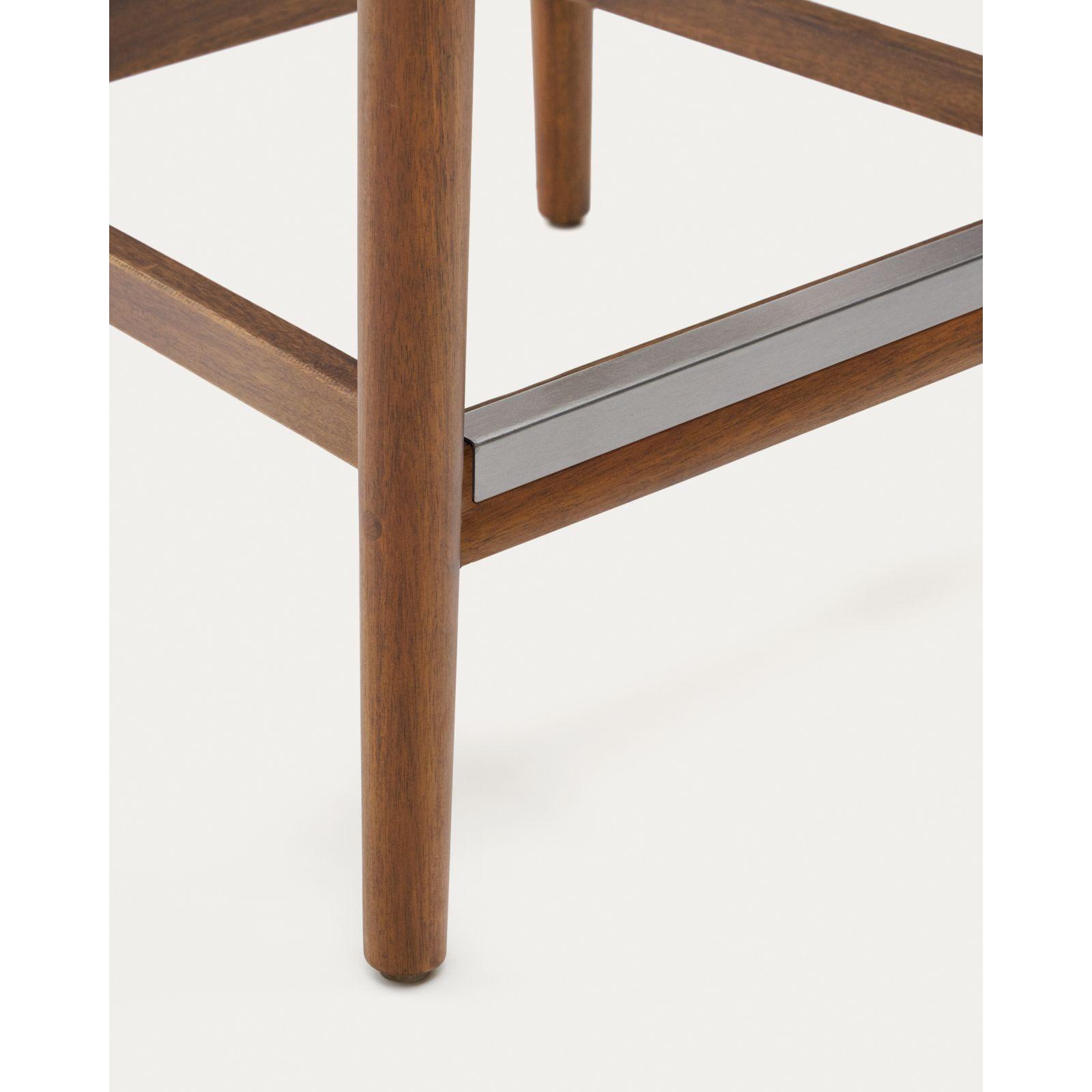Barhocker aus Holz Nina Akazie Nussbaumfarbig Seil beige Sitzhöhe 62cm