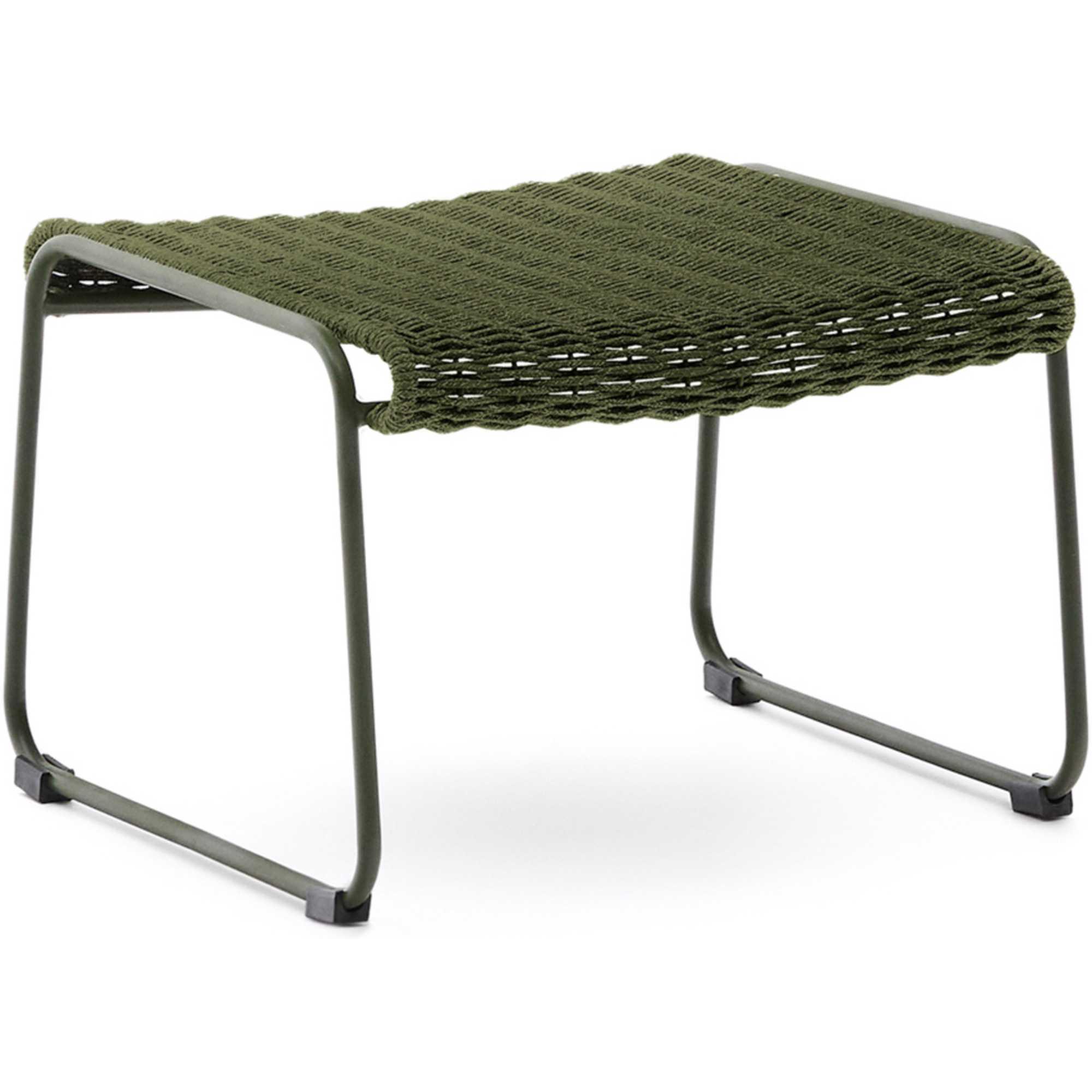 Fussablage Hocker Maurina verzinkter Stahl Seil grün 58x52.5