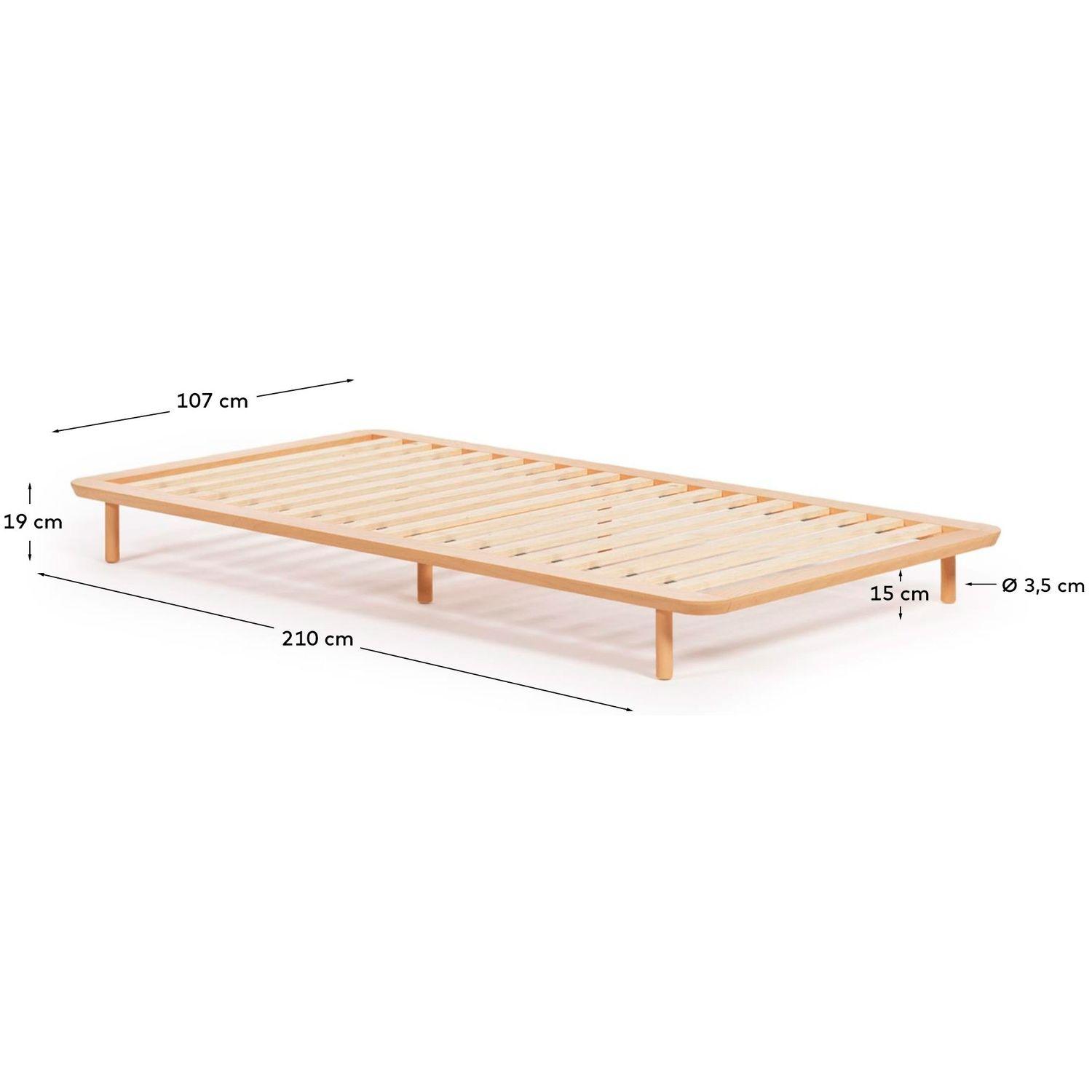 Bett Anielle aus massivem Eschenholz - Grösse: 90x200