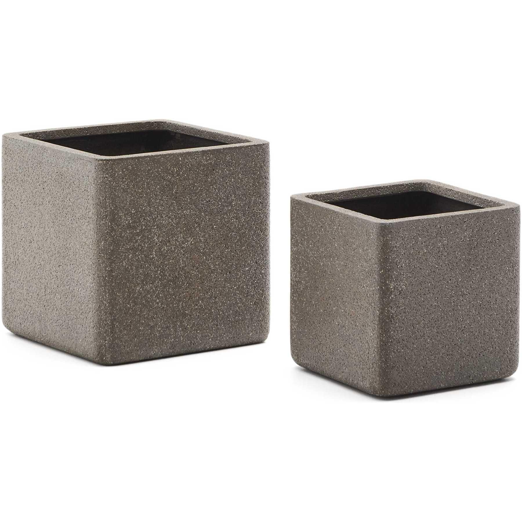 Blumentopf quadratisch Minoa Steinoptik braun (2er-Set)
