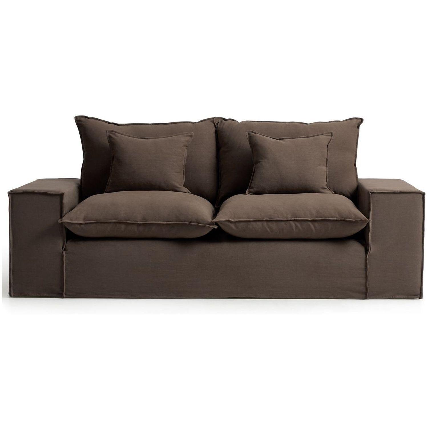 2-Sitzer-Sofa Anarela mit abnehmbarem Bezug aus Leinen in Taupe 240 cm FSC Mix Credit