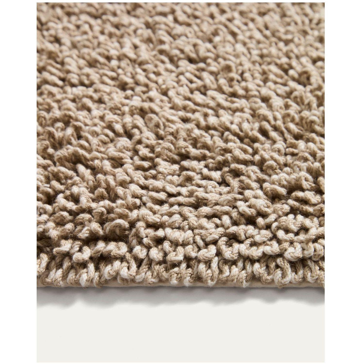Badezimmermatte Aroia aus beigem Melange-Bouclé 50 x 70 cm