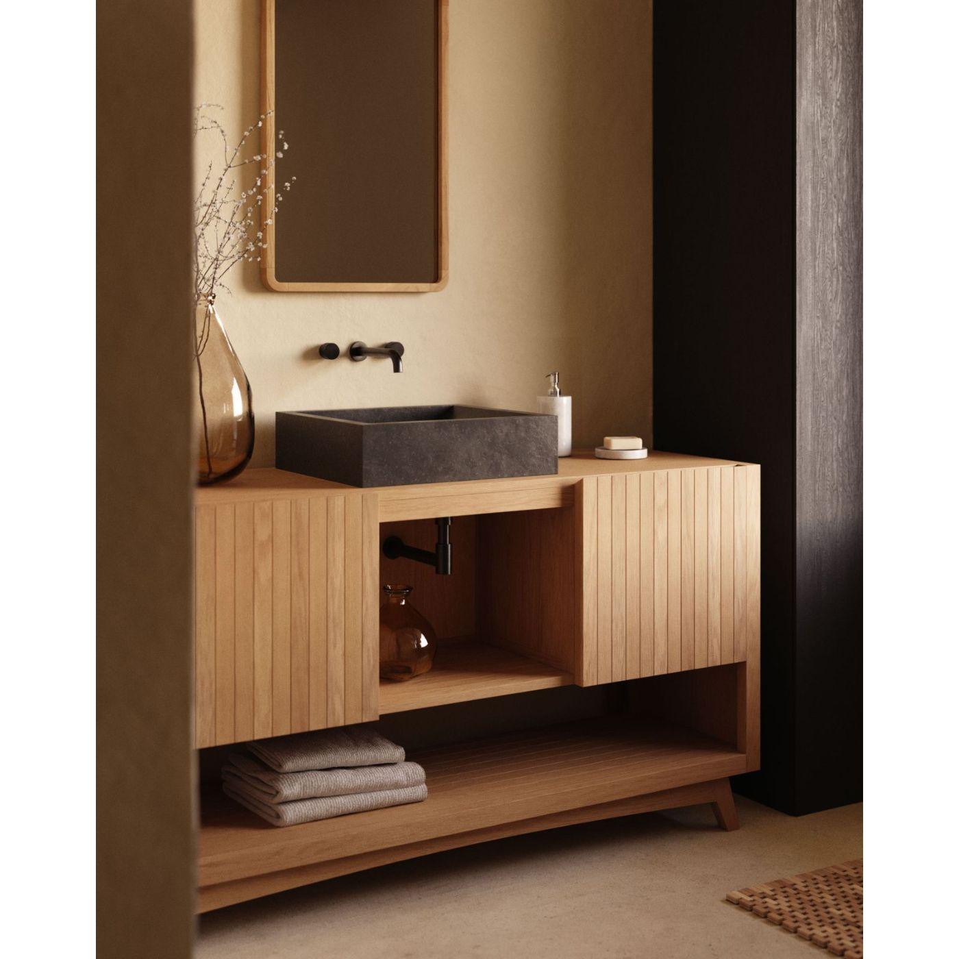 Badezimmermöbel Unterschrank Kuveni Teakholz massiv Natur 140x50