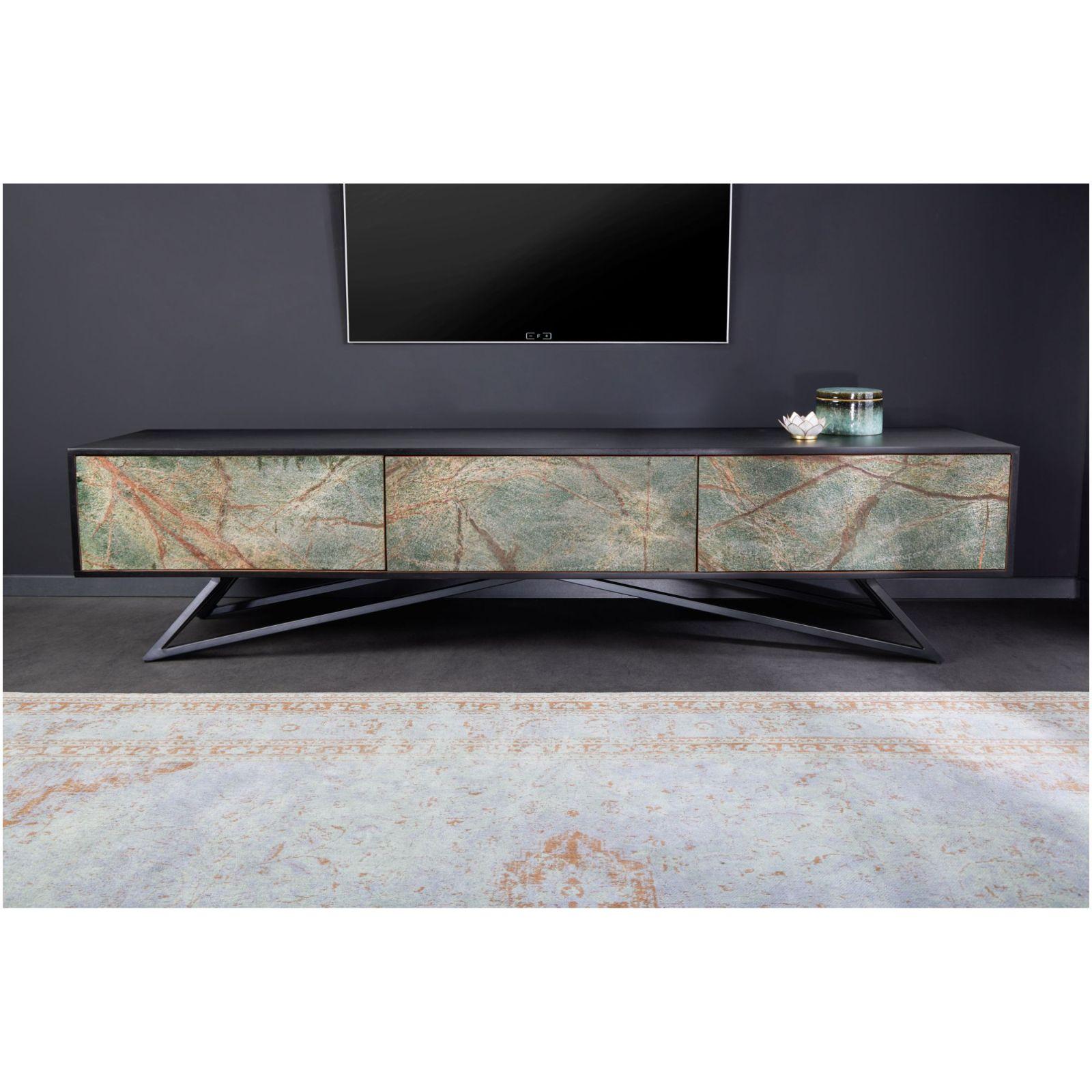 TV Möbel Wandboard Stone Natursteinfurnier Akazienholz 200