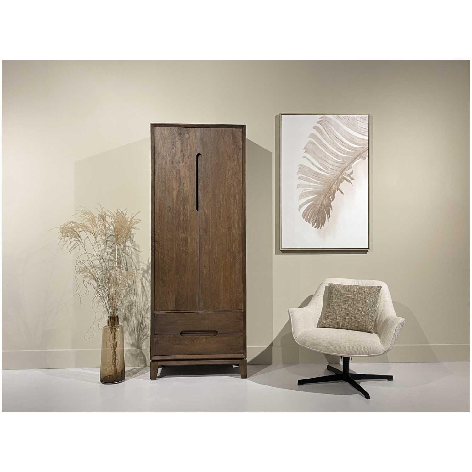Holzschrank Nino Mangoholz massiv braun 75x200
