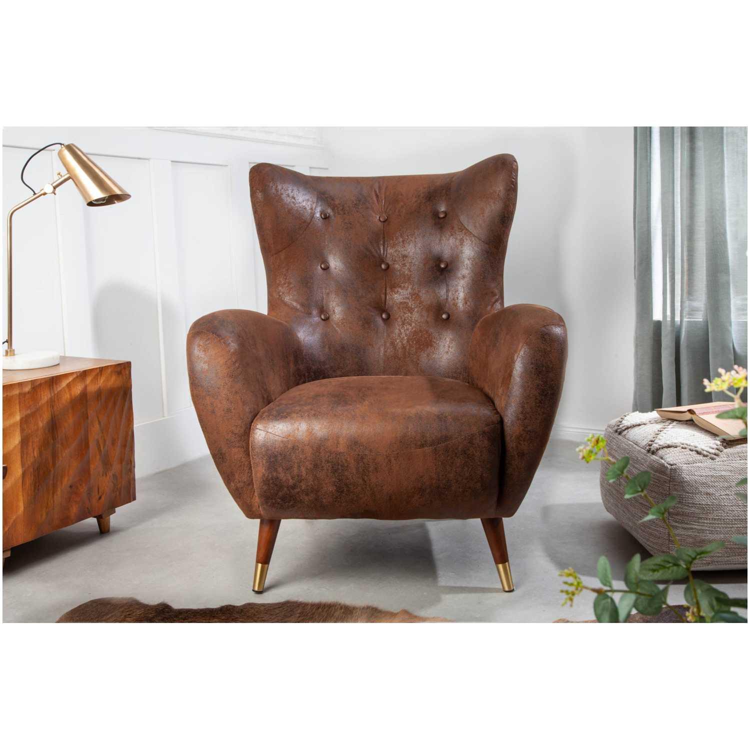 Ohrensessel Bobby Stoff vintage braun
