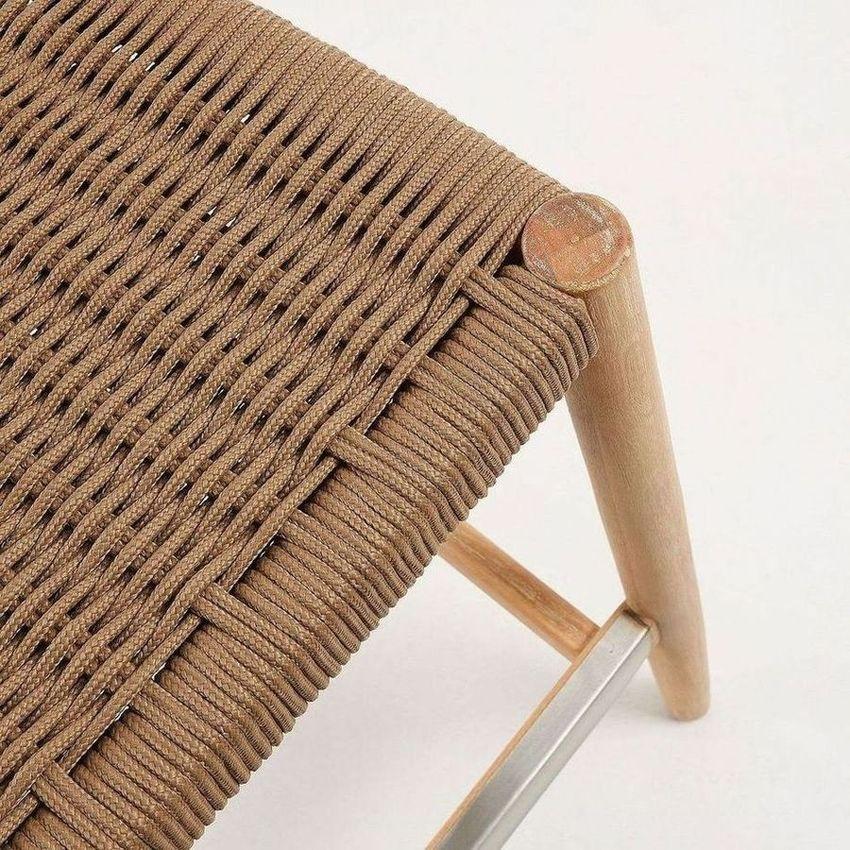 Barhocker aus Holz Nina Akazie Natur Seil beige Sitzhöhe 76cm