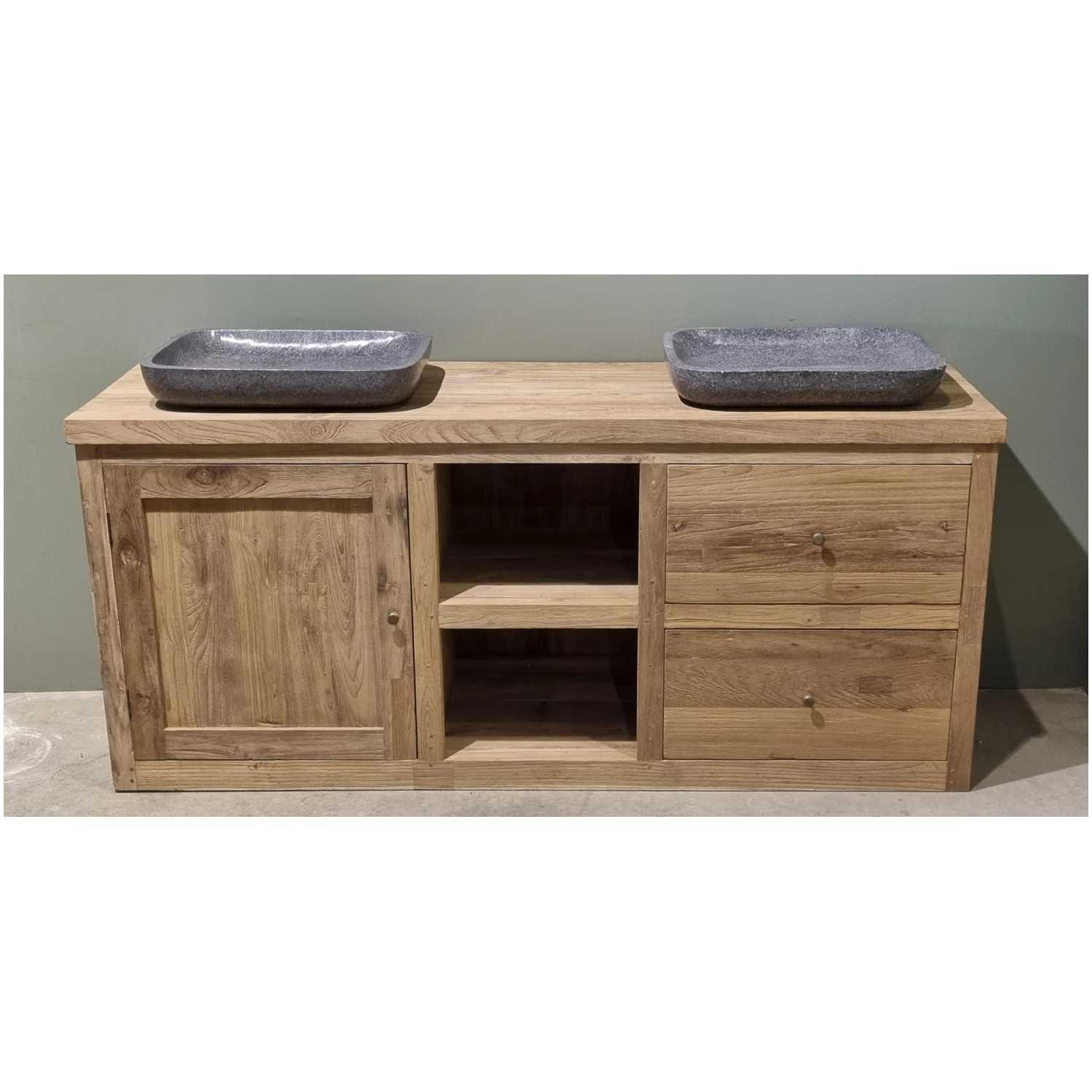 Badezimmermöbel Dubbi massives Teakholz natur 180x80