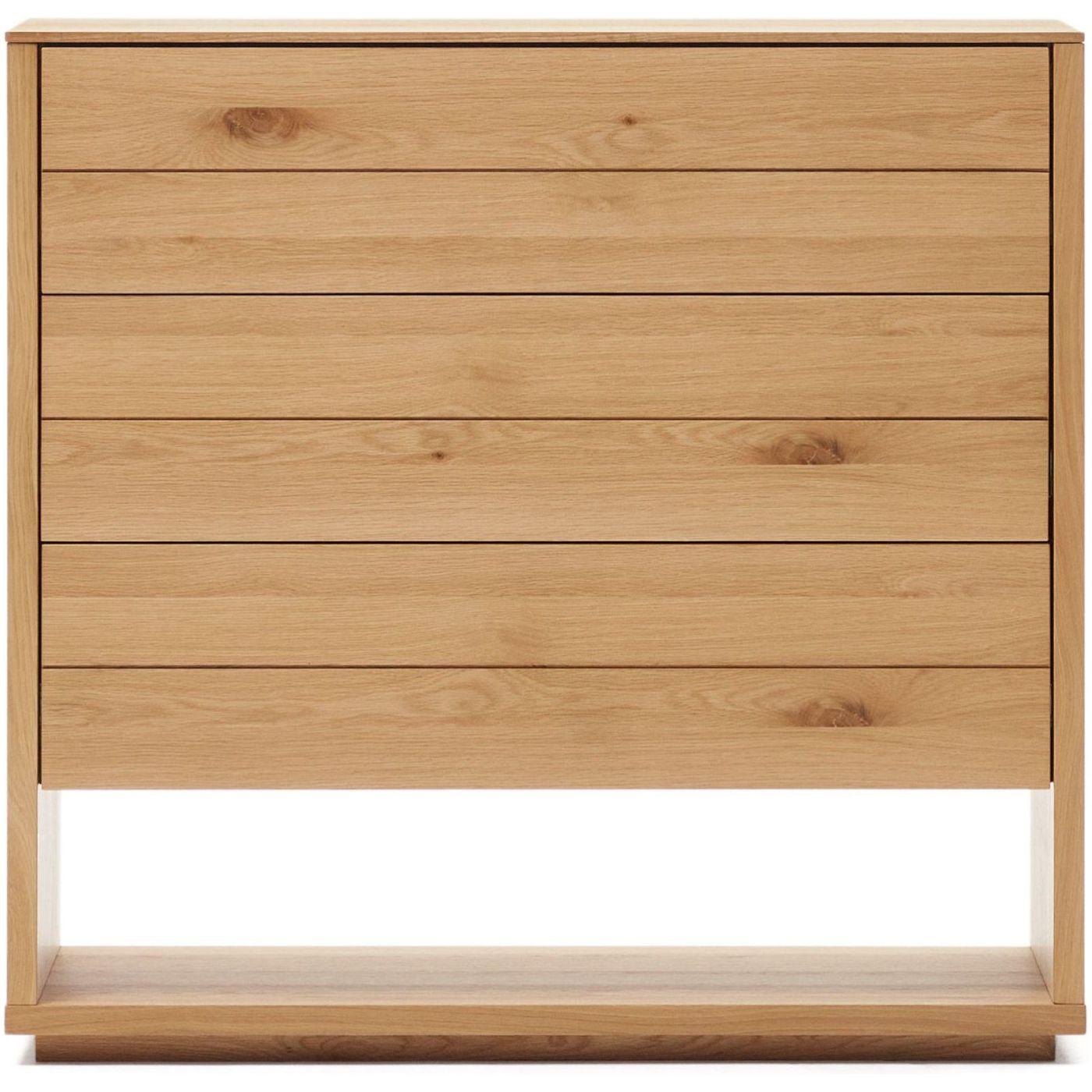 Alguema Kommode 3 Schubladen Eichenfurnier natürliches Finish 100 x 97 cm