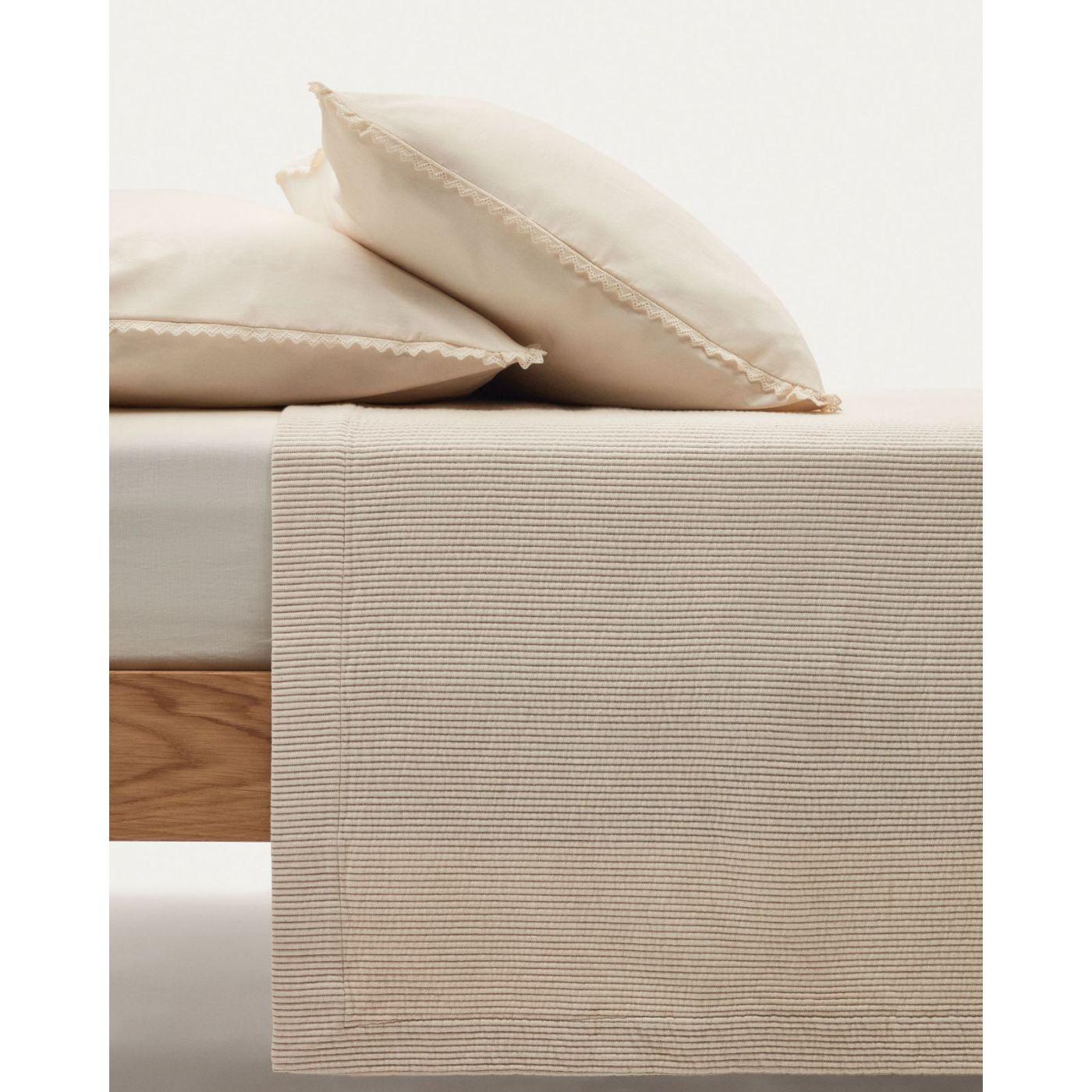 Bedar Tagesdecke 100% Baumwolle in Beige für Bett von 160/180 cm