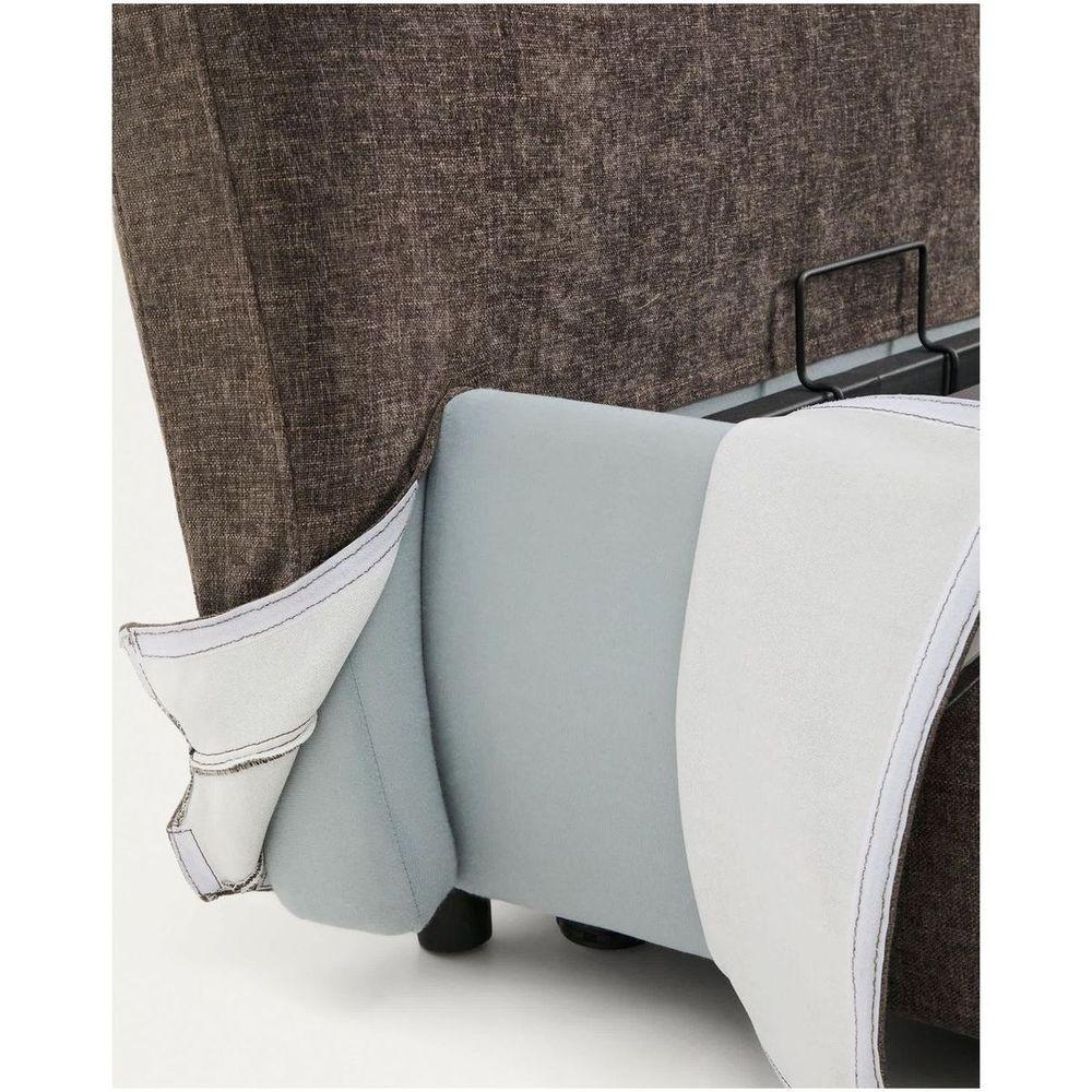 Abziehbares Bett Dafra aus dunkelbrauner Chenille mit Klappbettkasten - Grösse: 180x200