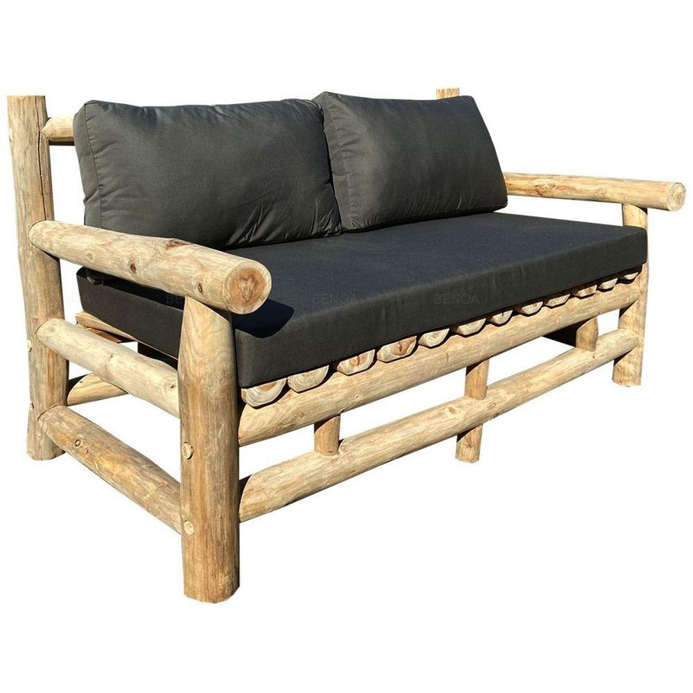 Garten Sitzgruppe Massivholz Teak natur Woody Baumstamm (4-teilig)