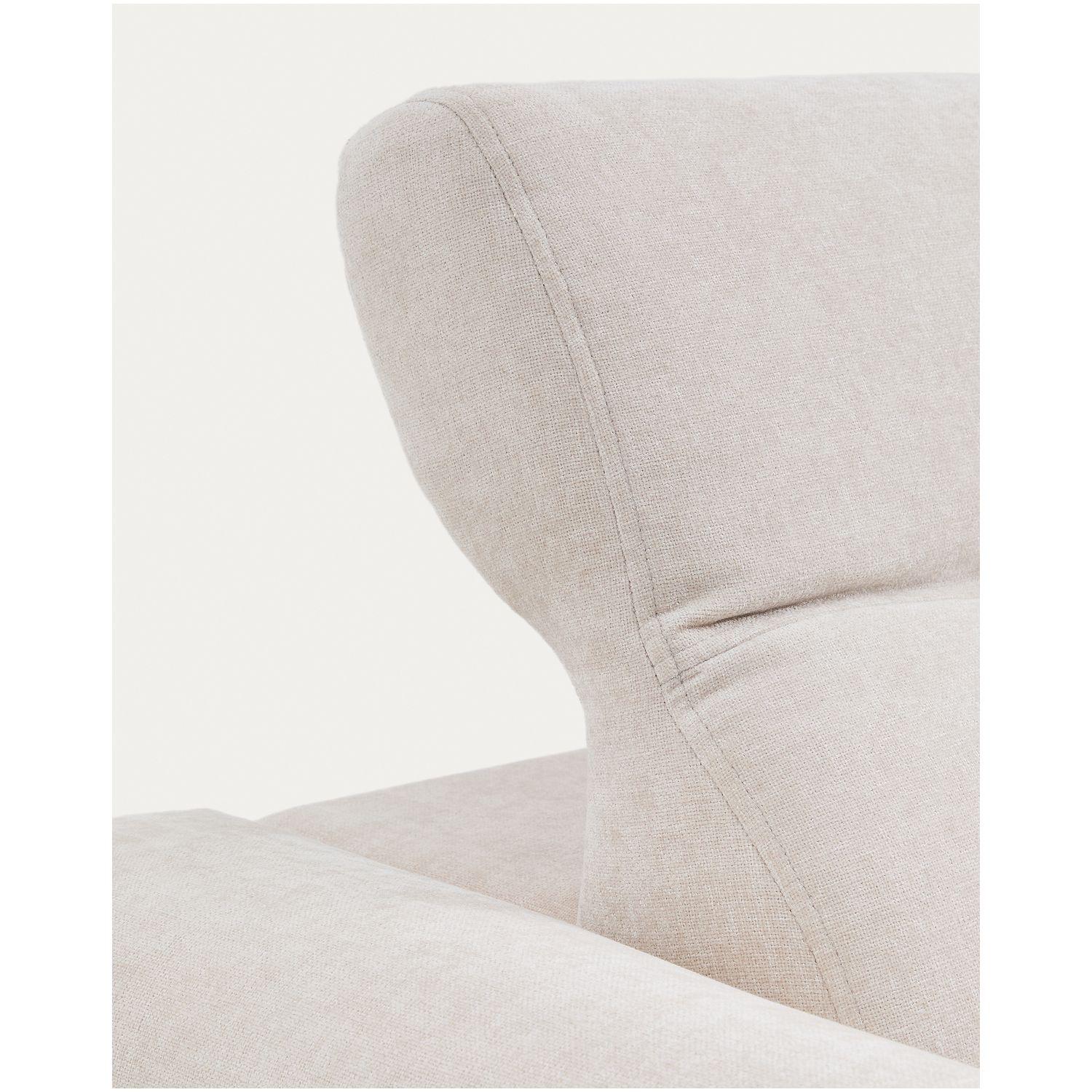 2-Sitzer-Sofa Lares mit elektrisch ausfahrbaren Sitzen und verstellbarer Kopfstütze in beiger Chenille 150 cm