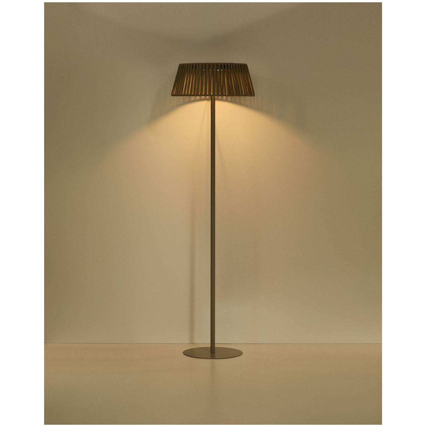 Outdoor-Solar-Stehlampe Aldet aus flachem Seil mit beigem Metallfuss 46x46
