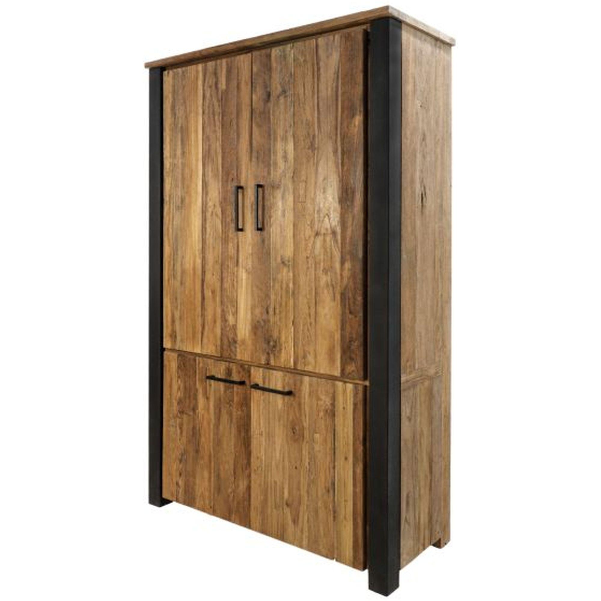 Massivholz Schrank recyceltes Teakholz rustikal Unika 120x190