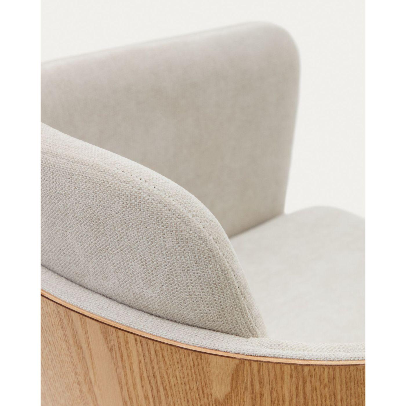 Bürodrehstuhl Madai Chenille Stoff beige Eschenfurnier natur FSC