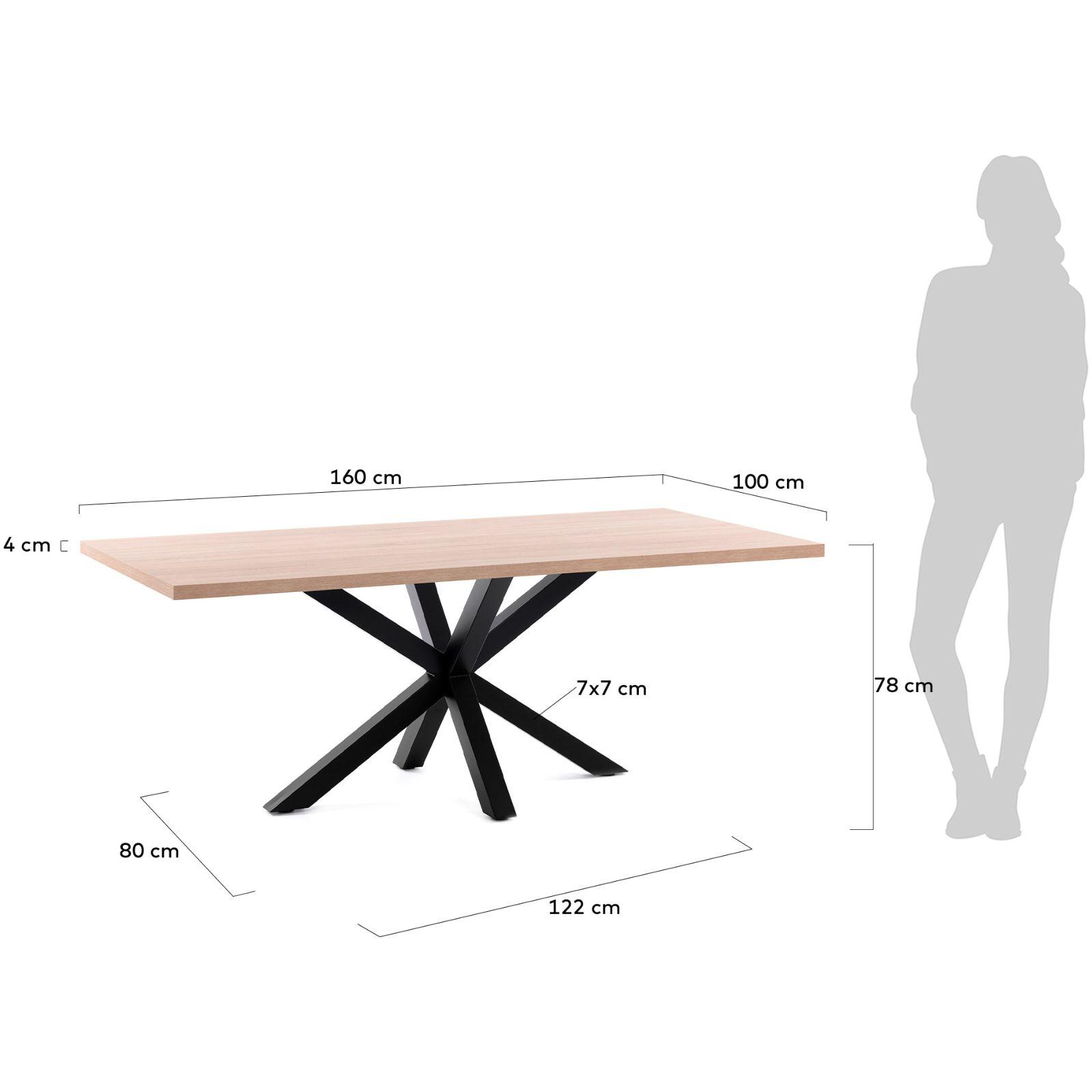 Argo Tisch 160 x 100 cm mit Melamin natur und schwarzen Stahlbeinen