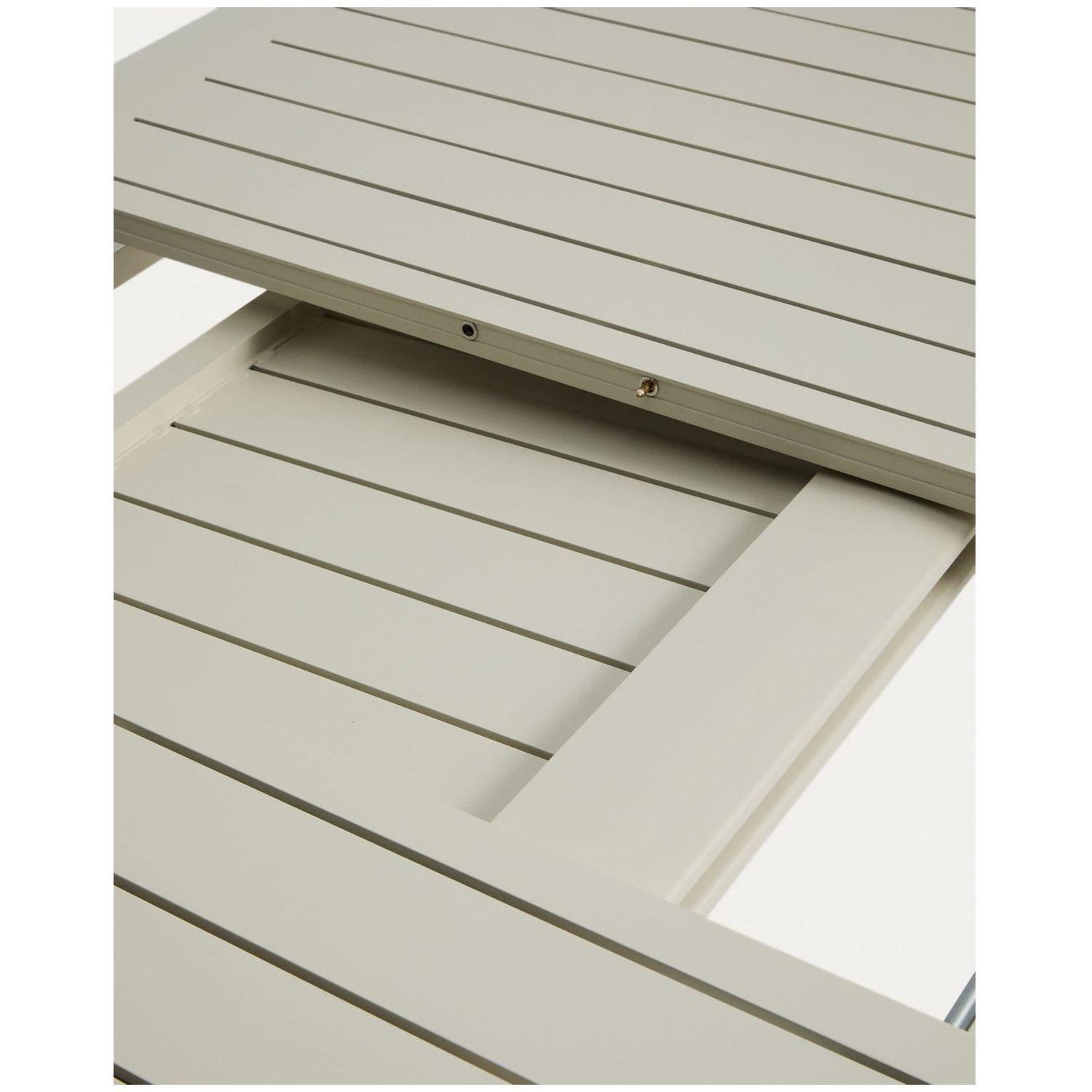 Ausziehtisch Brela aus Aluminium und 6 Stapelstühle Livadia aus Aluminium und ecrufarbenem