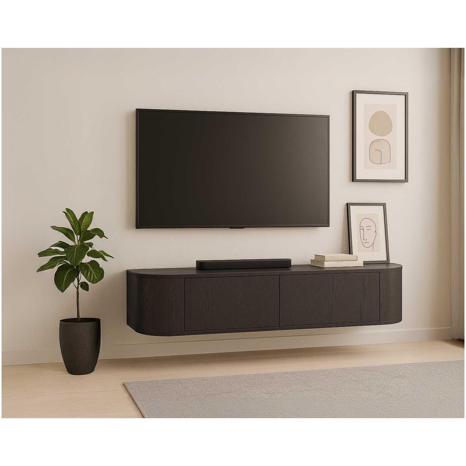 Wand TV Möbel abgerundet Onero Eichenholzfurnier braun 140