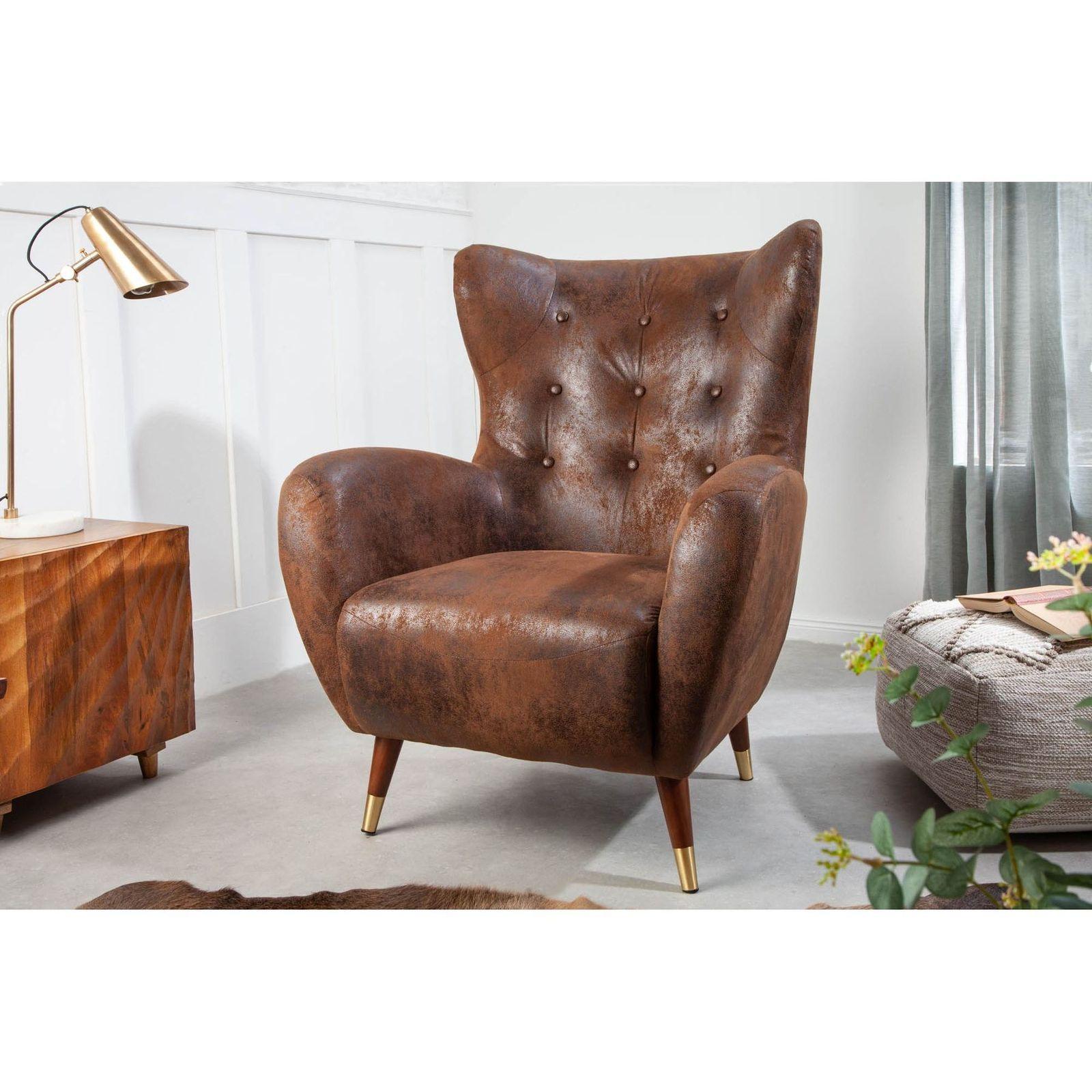 Ohrensessel Bobby Mikrofaser Stoff braun