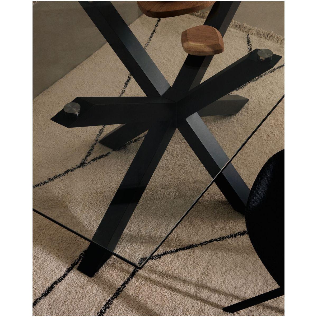 Argo Tisch aus Glas und Stahlbeine mit schwarzem Finish 180 x 100 cm