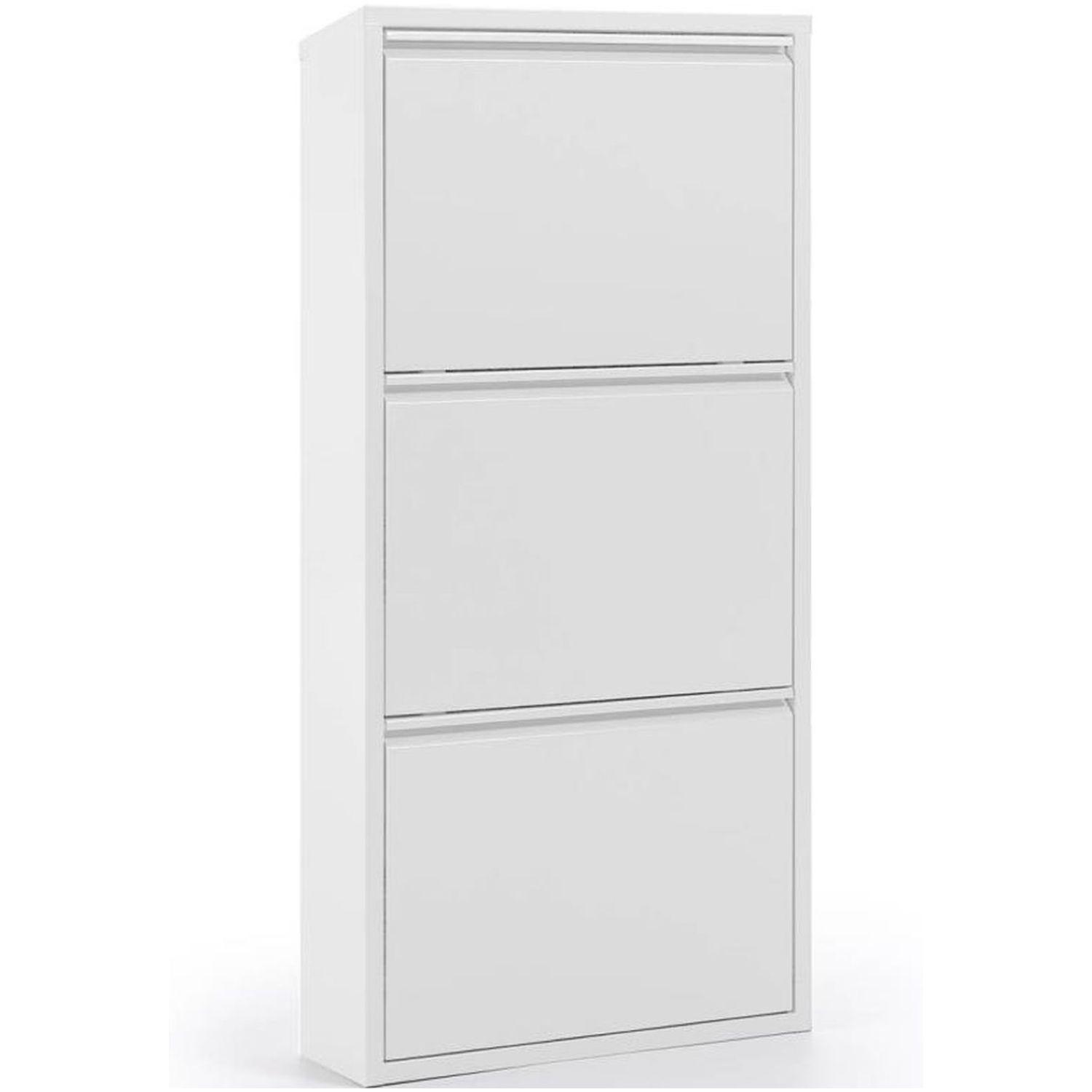 Schuhschrank mit 3 Klappen Metall weiss 50x103