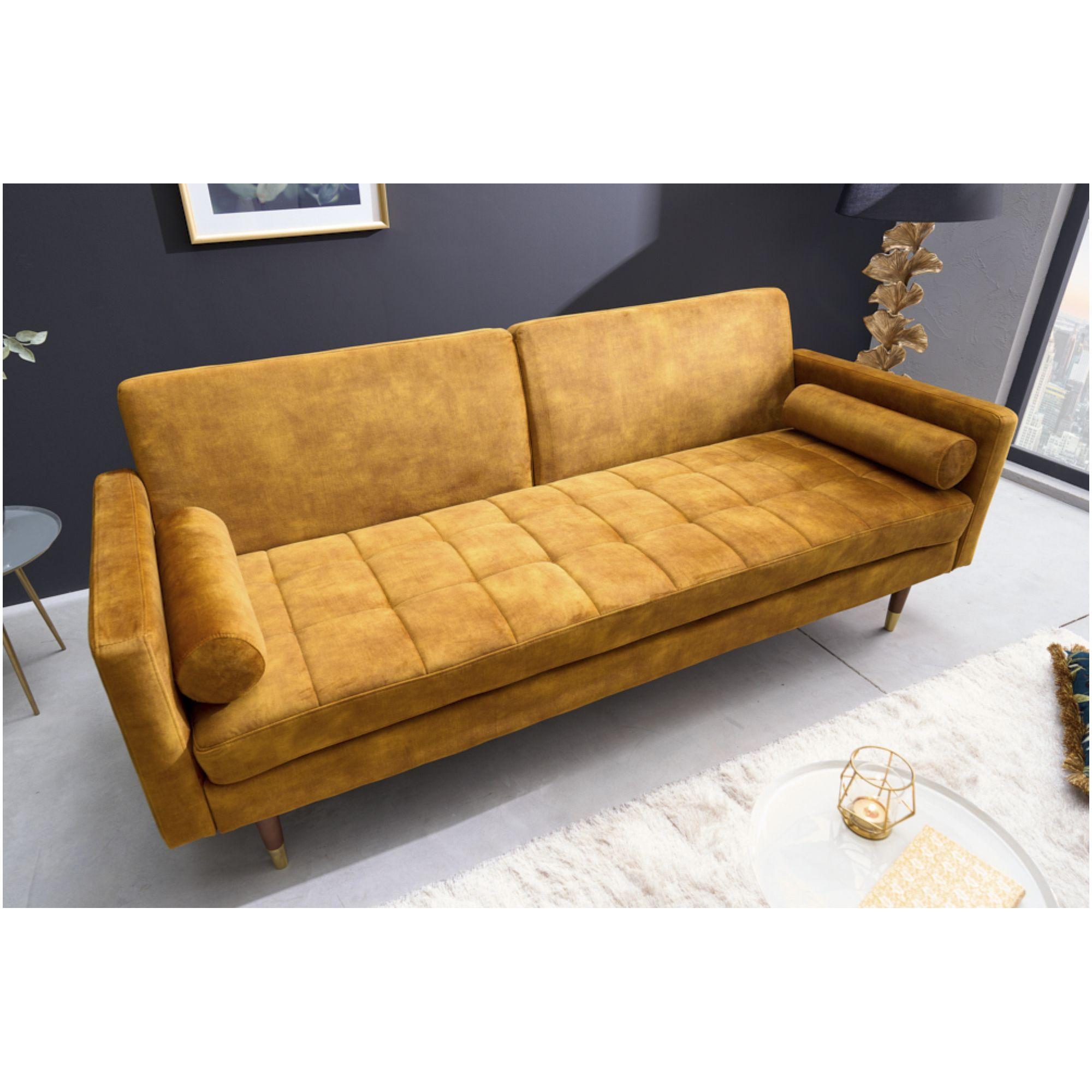 Bettsofa Cona Velours senfgelb 195