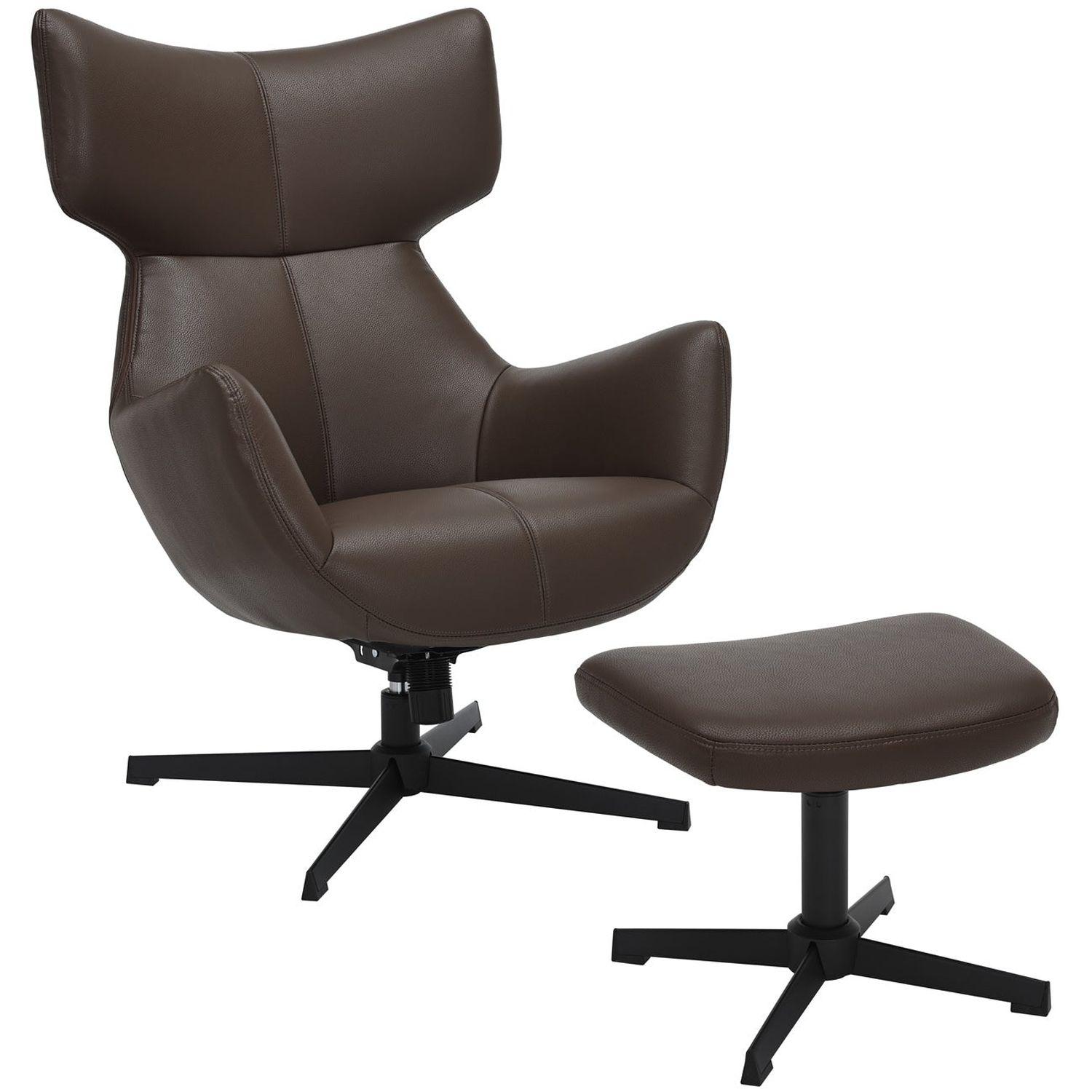 Relaxsessel drehbar Vana Kunstleder braun Metall schwarz