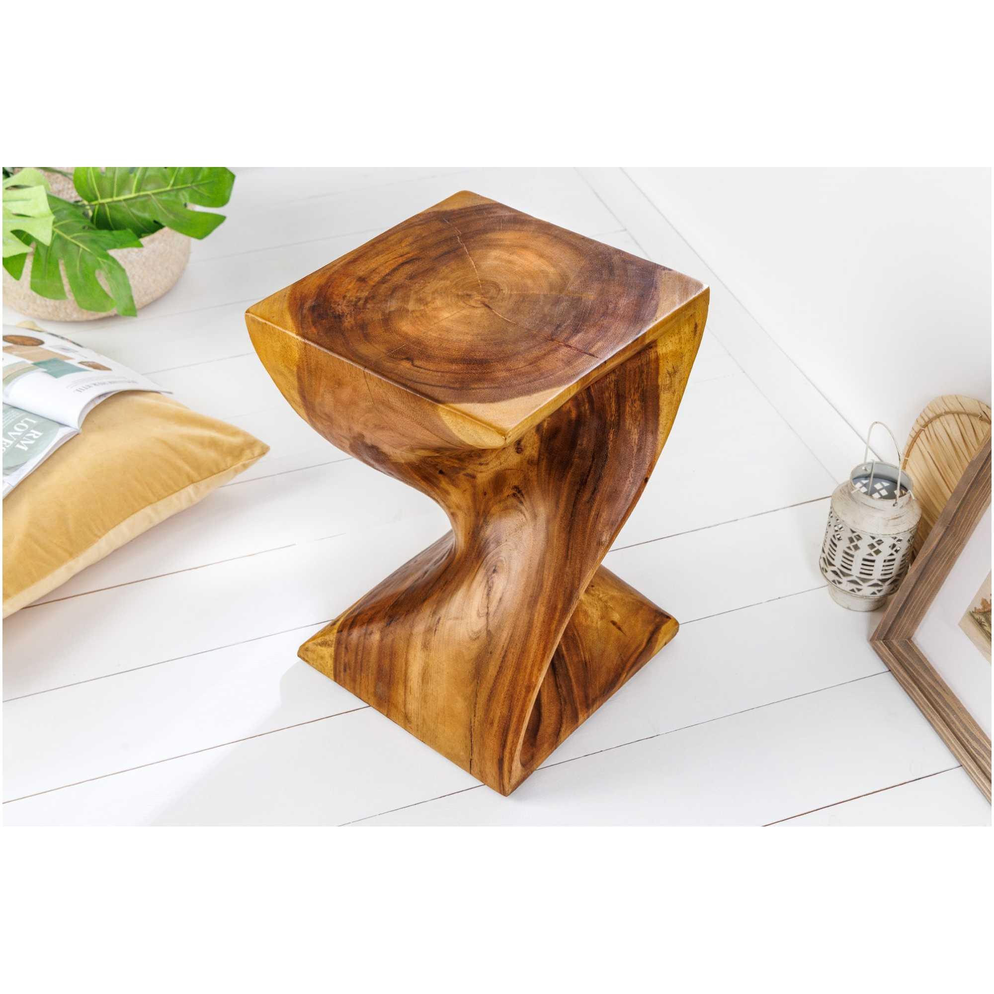 Beistelltisch Holzhocker Twisted Close Suarholz Unikat